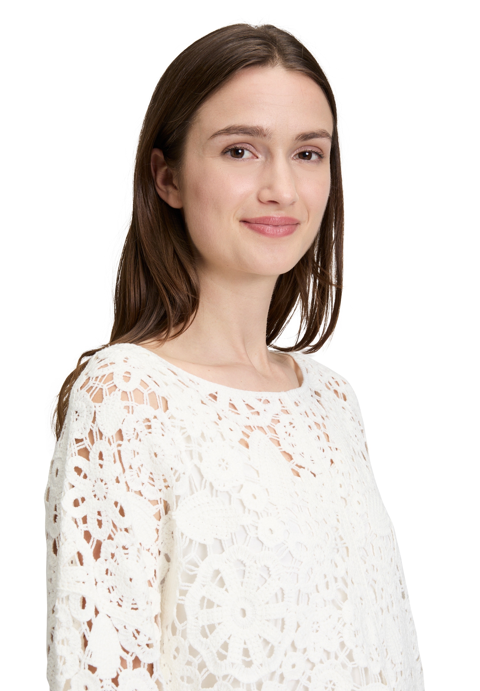 Betty&Co Rundhalspullover »Lochstrick-Pullover mit U-Boot-Ausschnitt«