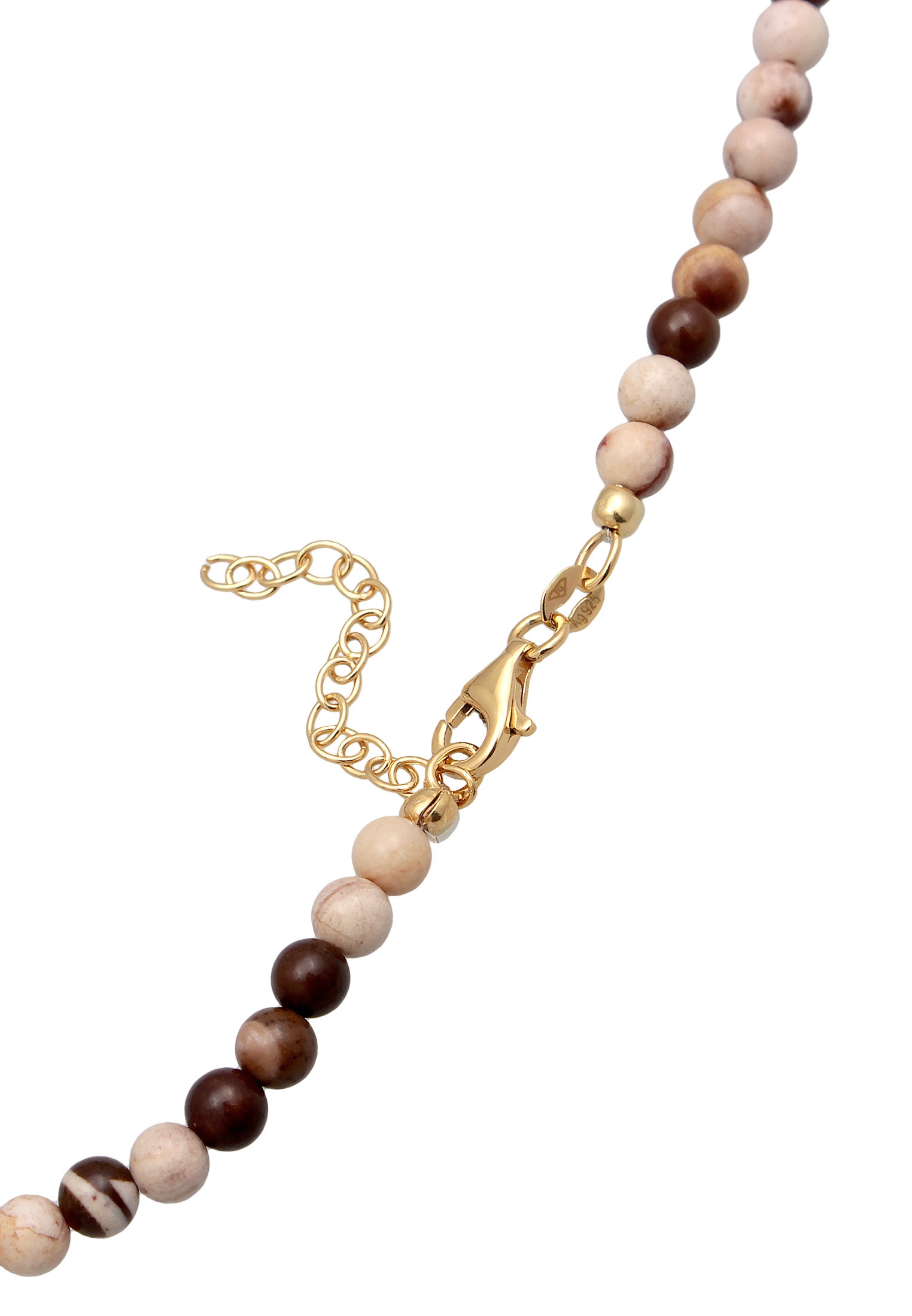 Elli Premium Silberkette »Halskette Jasper Edelstein Perlen Plättchen 925 Silber vergoldet«