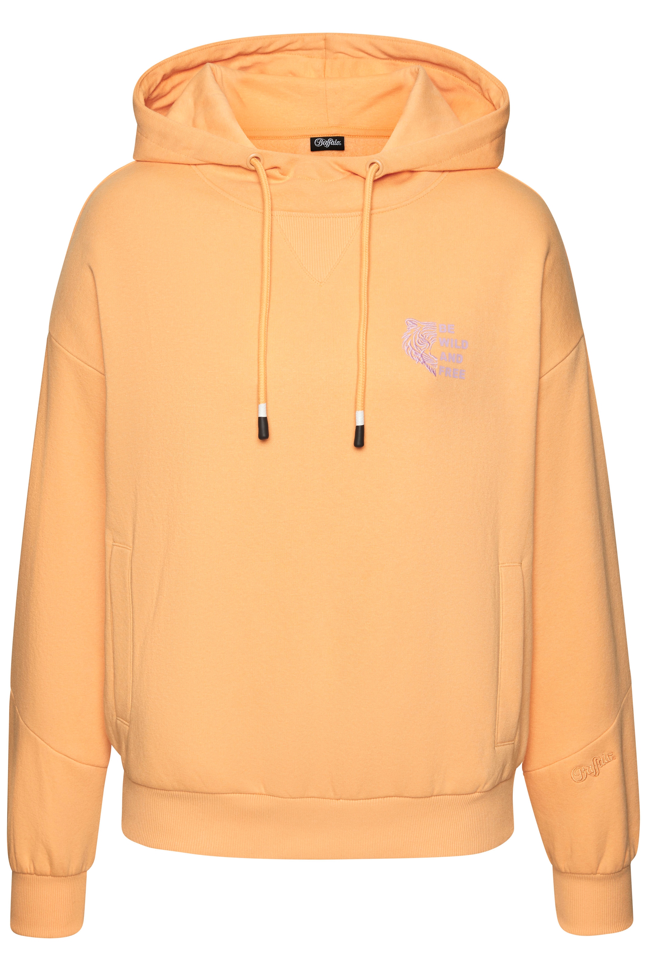 Buffalo Kapuzenpullover, mit Kontraststickerei und seitliche Taschen