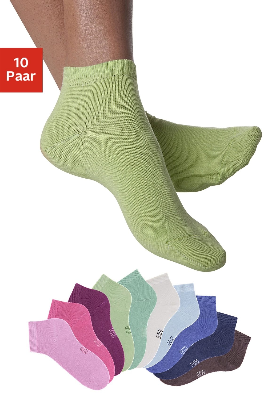 H.I.S Kurzsocken, (10 Paar), Spitze mit und Ferse bei ♕ verstärkter