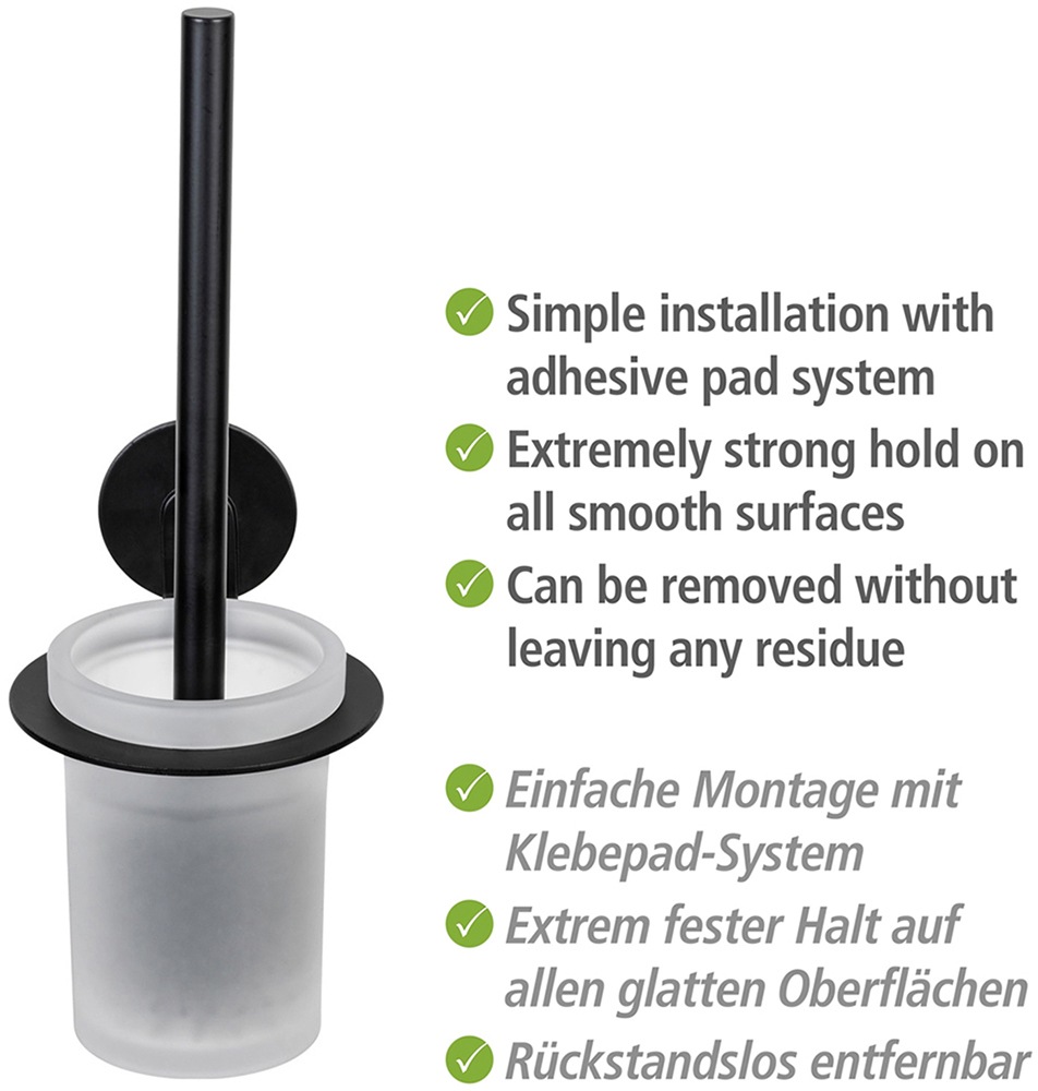 WENKO WC-Garnitur »Turbo-Loc® Modell Bivio«, aus Aluminium-Glas, Wandhalter aus Aluminium ohne Bohren, Einsatz aus Glas, mit Klobürste