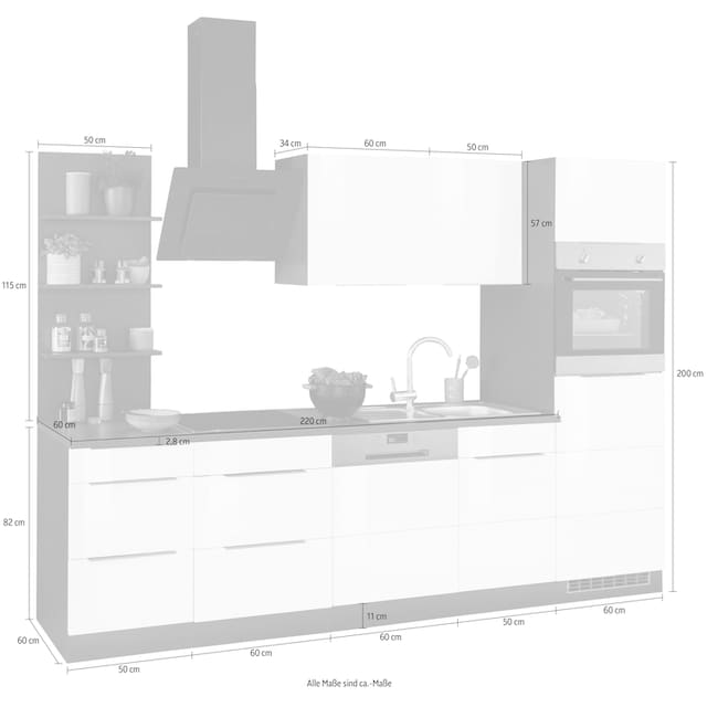 HELD MÖBEL Küchenzeile »Brindisi«, mit E-Geräten, Breite 280 cm auf  Rechnung kaufen