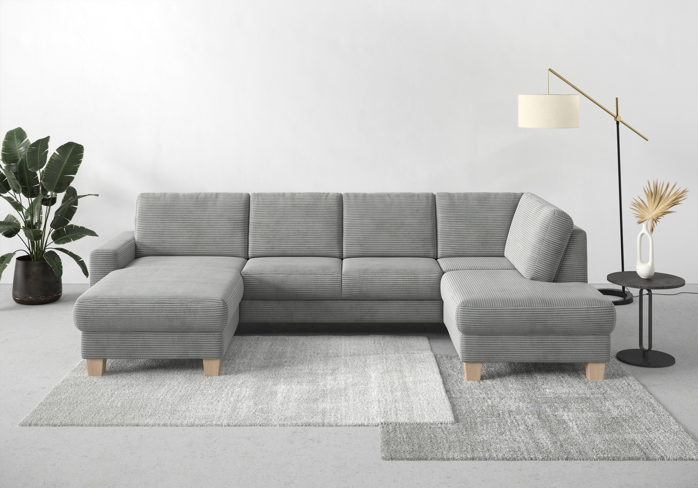 Home affaire Wohnlandschaft »Summer U-Form«, mit oder ohne Bettfunktion und Bettkasten, Cord-Bezug