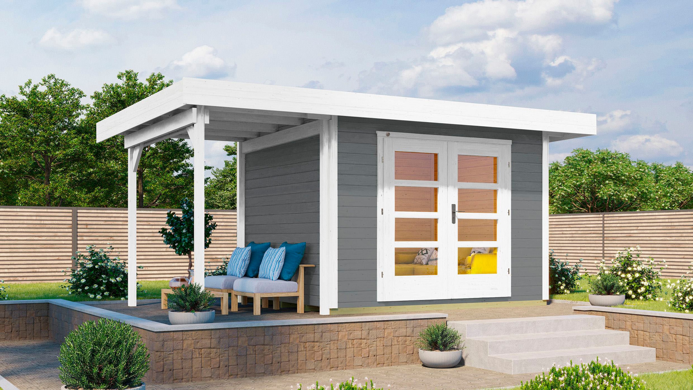 weka Gartenhaus »126 A Gr.2, grau, 28 mm, Anbau ca. 150 cm,«