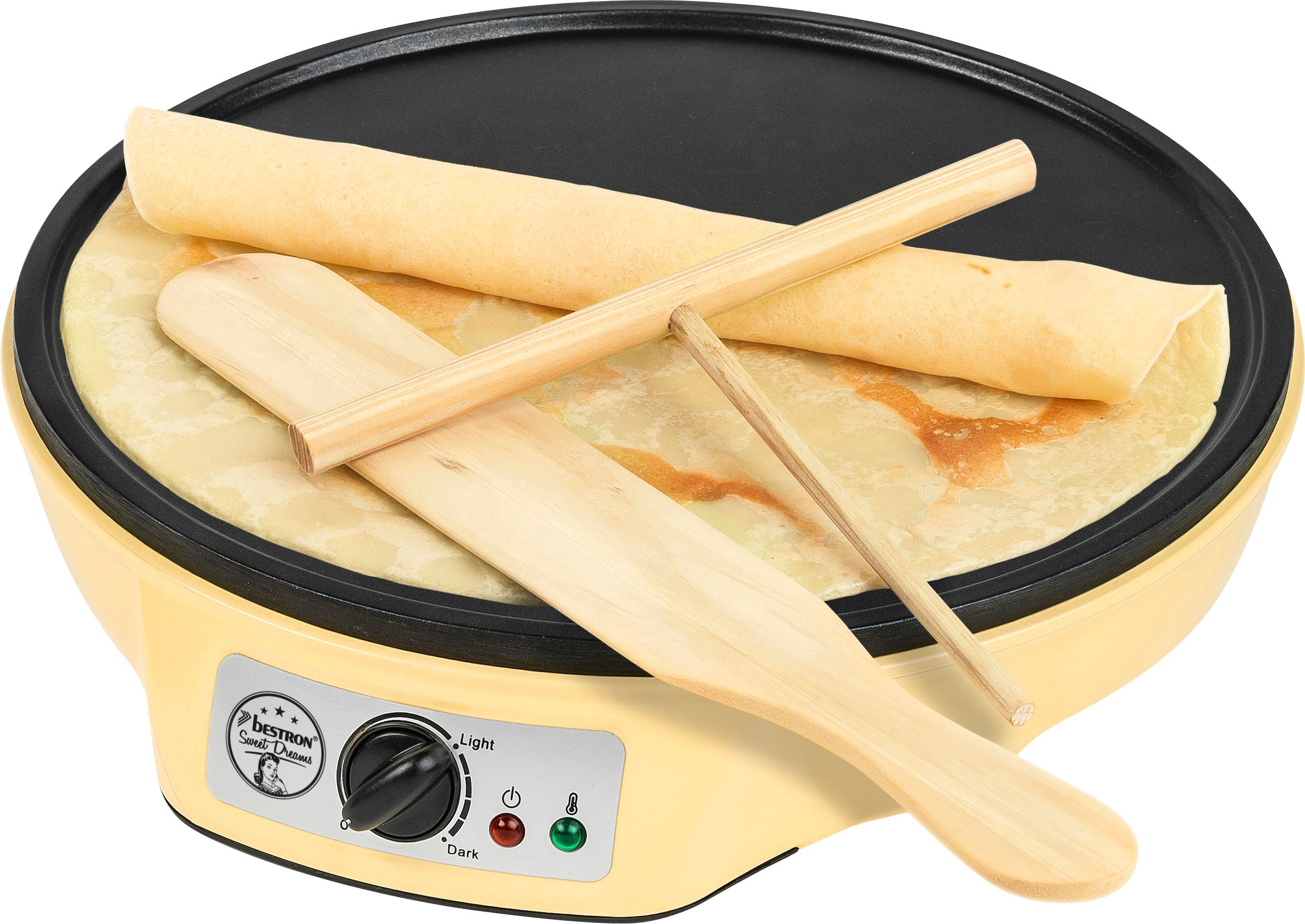 bestron Crêpesmaker »ASW602 im Retro Design, für Crepes mit Ø 30 cm«, 1000 W, Ø 30 cm, inkl. Teigverteiler & Crêpes-Wender, Antihaftbeschichtung