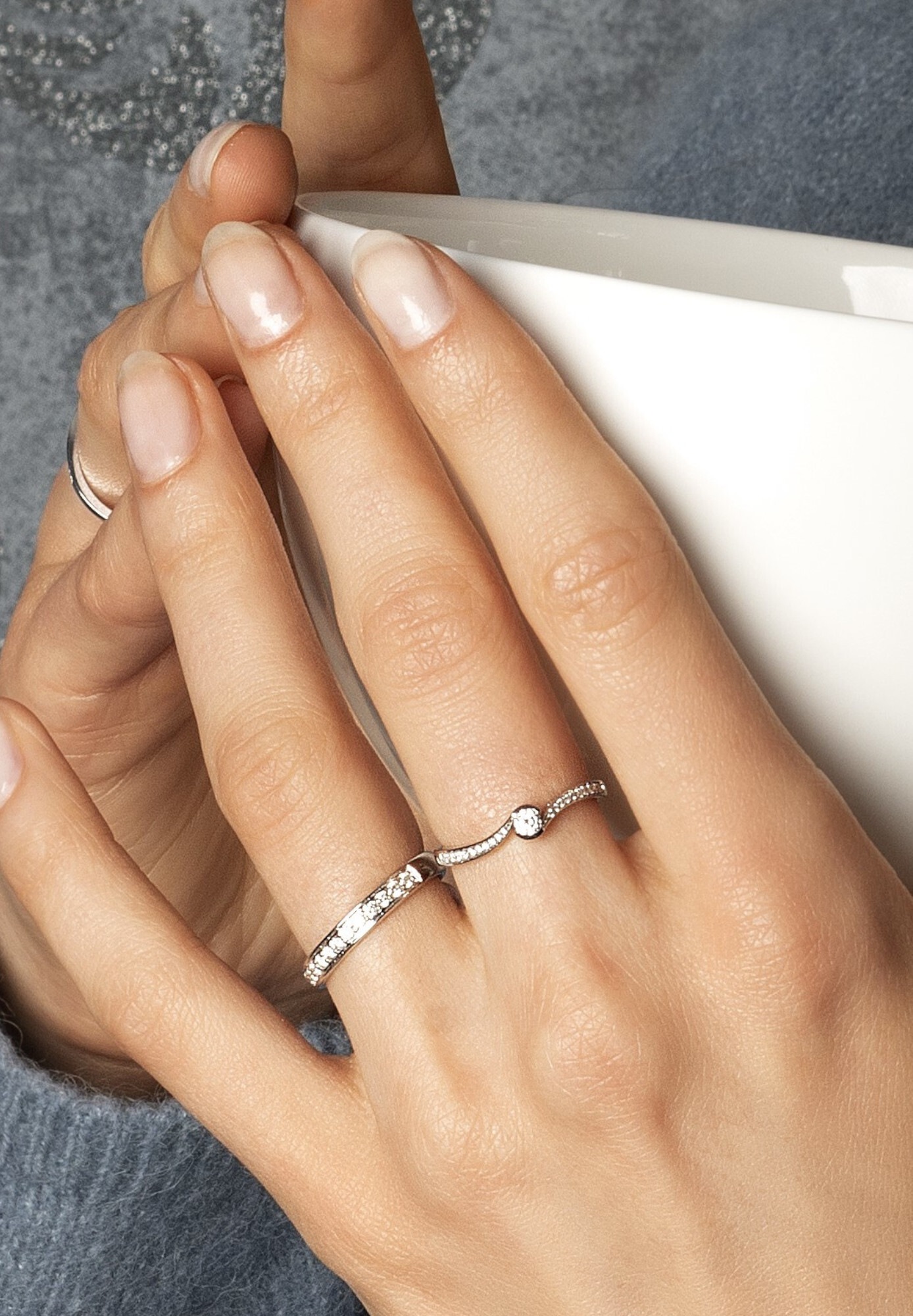 ONE ELEMENT Diamantring »0,20 ct Diamant Brillant Memoire mit Center Ring aus 585 Weißgold«