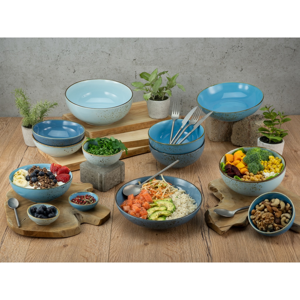 CreaTable Müslischale »NATURE COLLECTION«, 4 tlg., aus Steinzeug, Salatschale, Snackschale, Naturfarben, Ø 17,5 cm