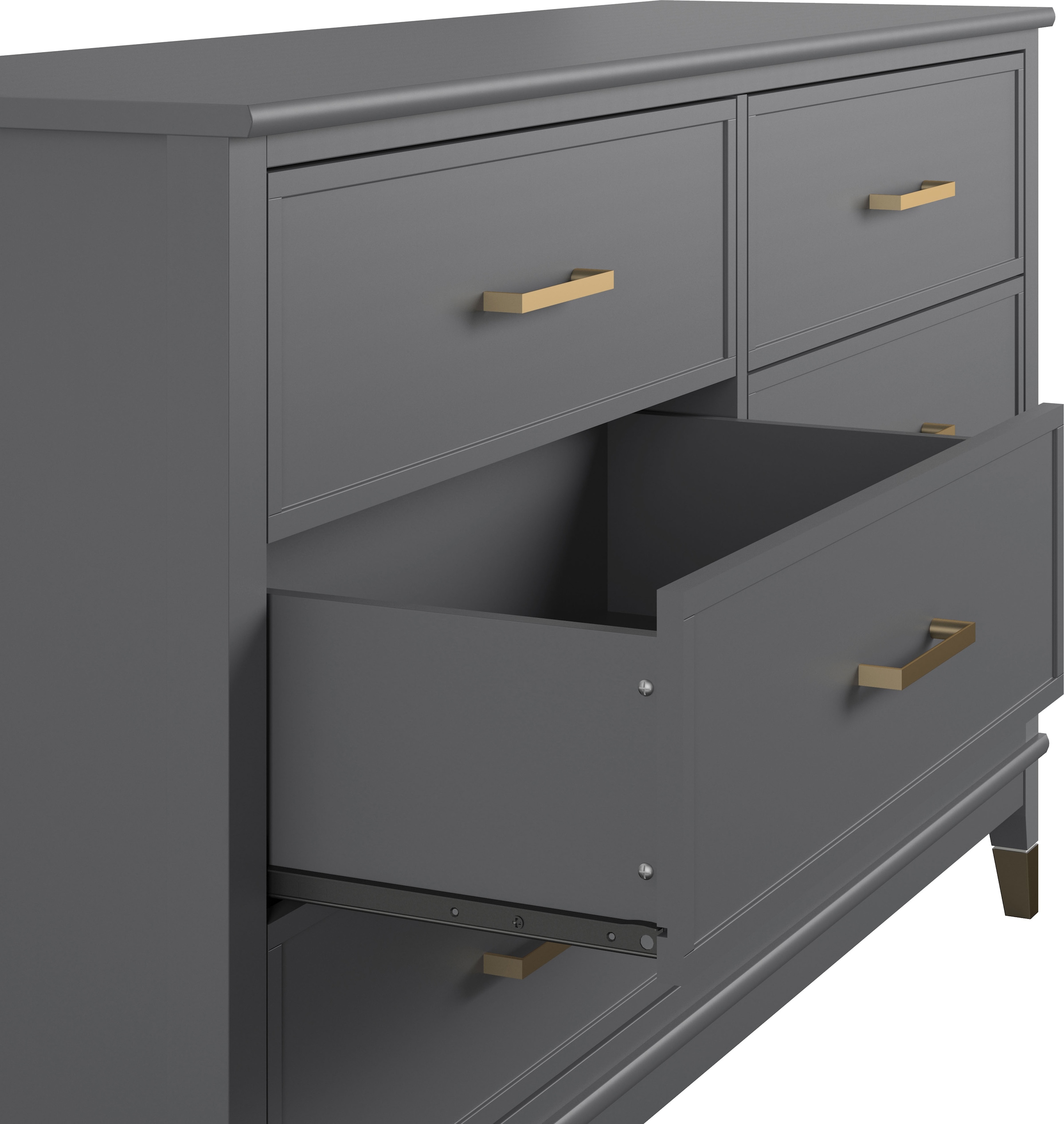 CosmoLiving by Cosmopolitan Kommode »Westerleigh« mit 6 Schubladen, MDF, Beine aus Massivholz, Höhe 85 cm, Breite 145 cm