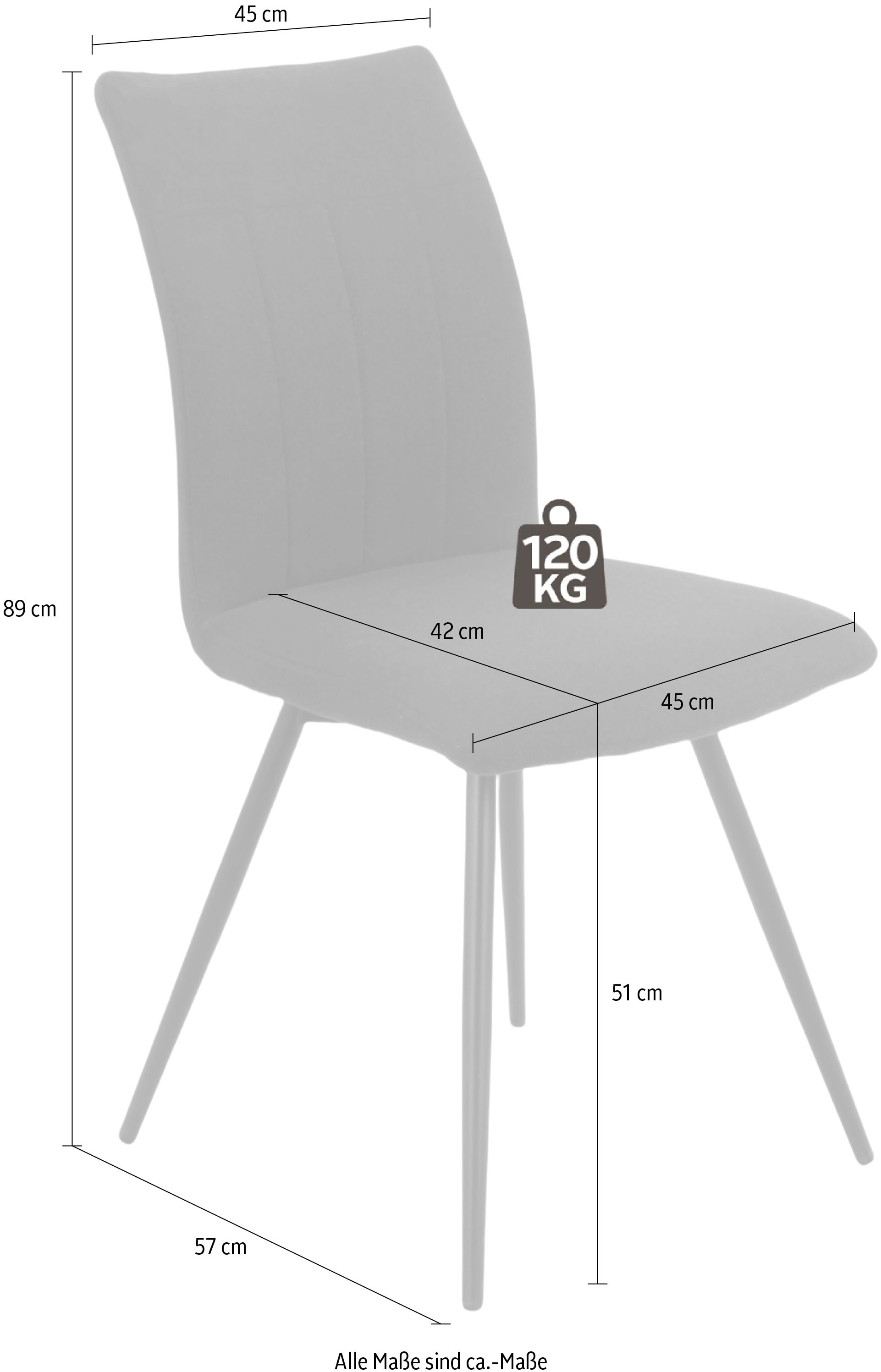 HELA Drehstuhl »Vierfußstuhl RIO«, (Set), 2 St., Webstoff, Esszimmerstuhl, 360° drehbar, gepolstert, Webstoff, 120kg belastbar