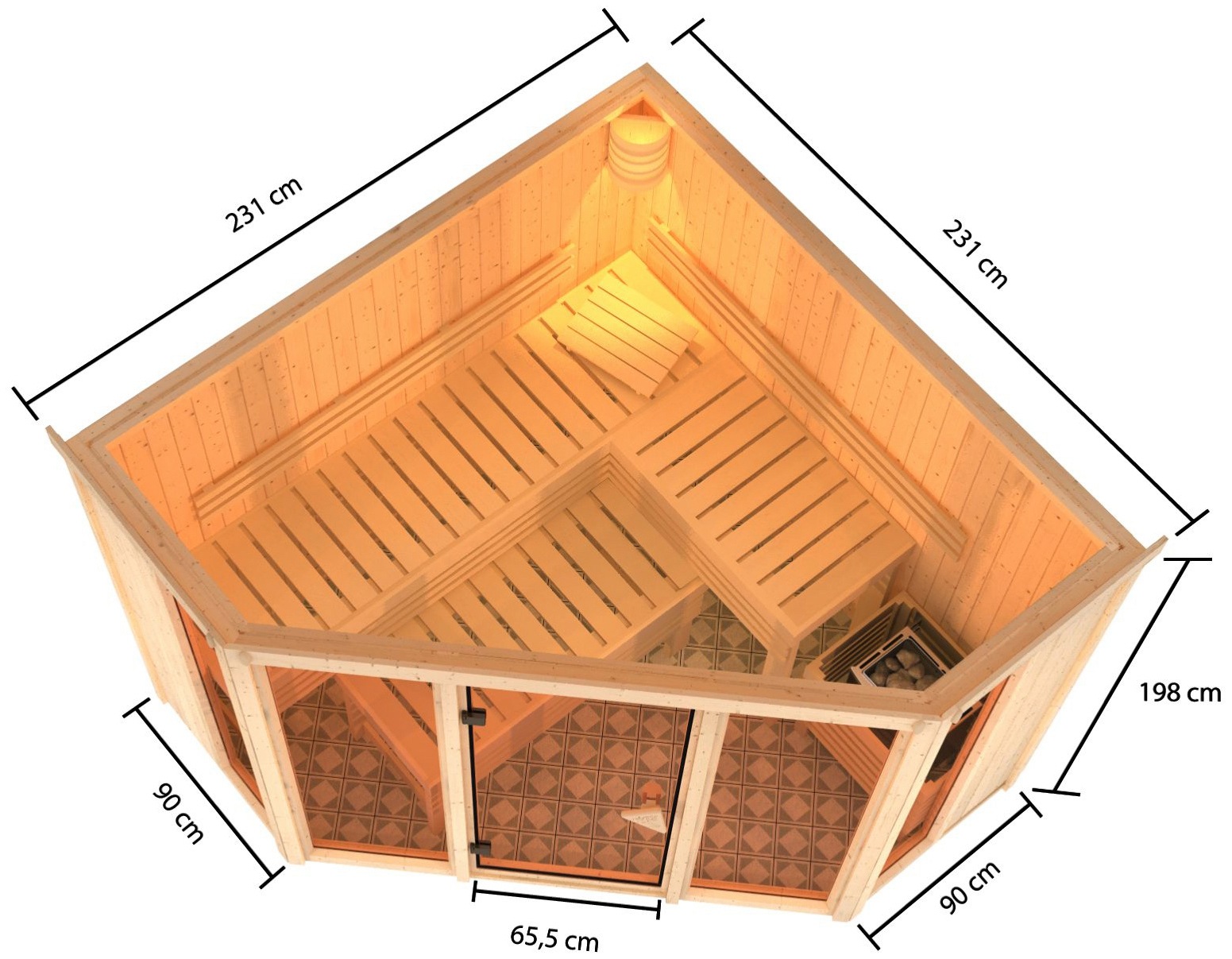 Karibu Sauna »Astrid 2« Set,  Ofen 9 kW Bio externe Strg easy