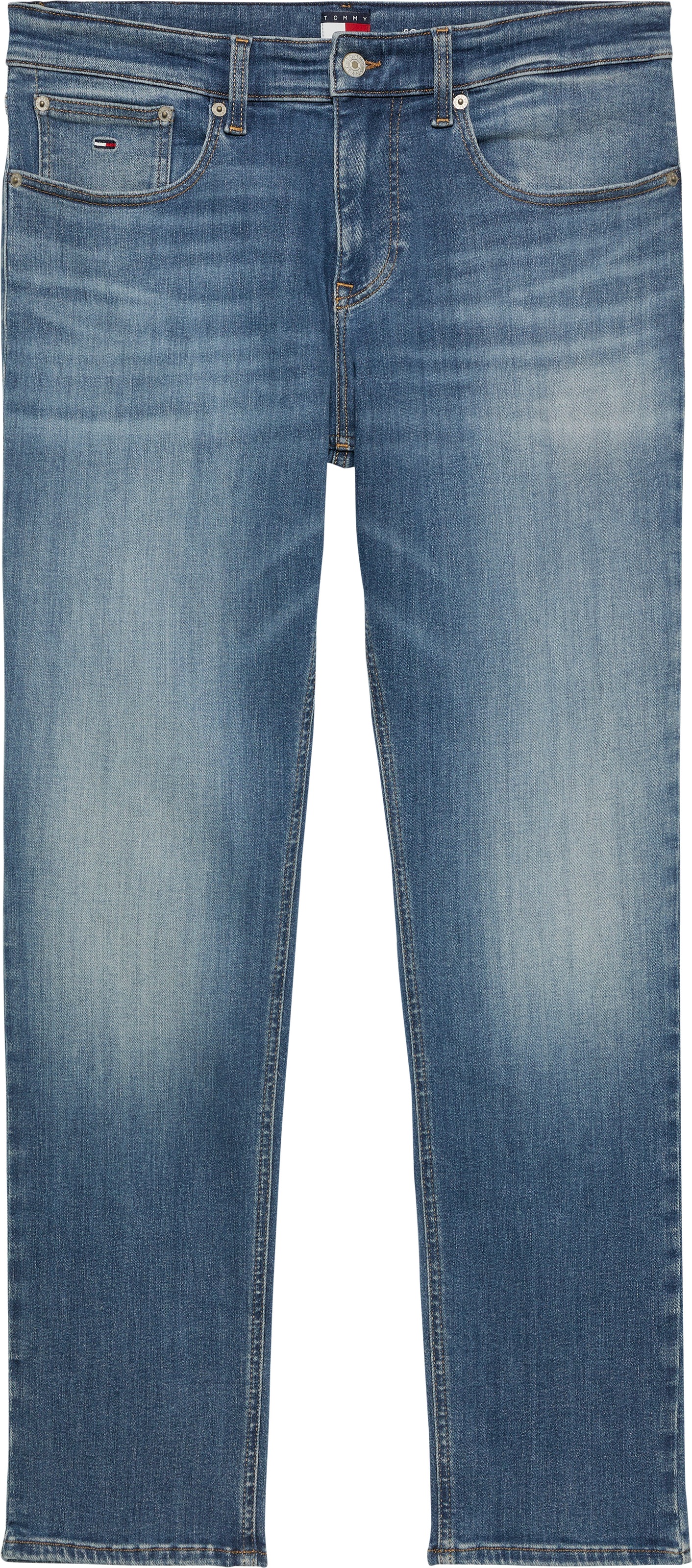 Tommy Jeans Gerade Jeans »Scanton Slim«, Mit Markenlabel aus Leder hinten