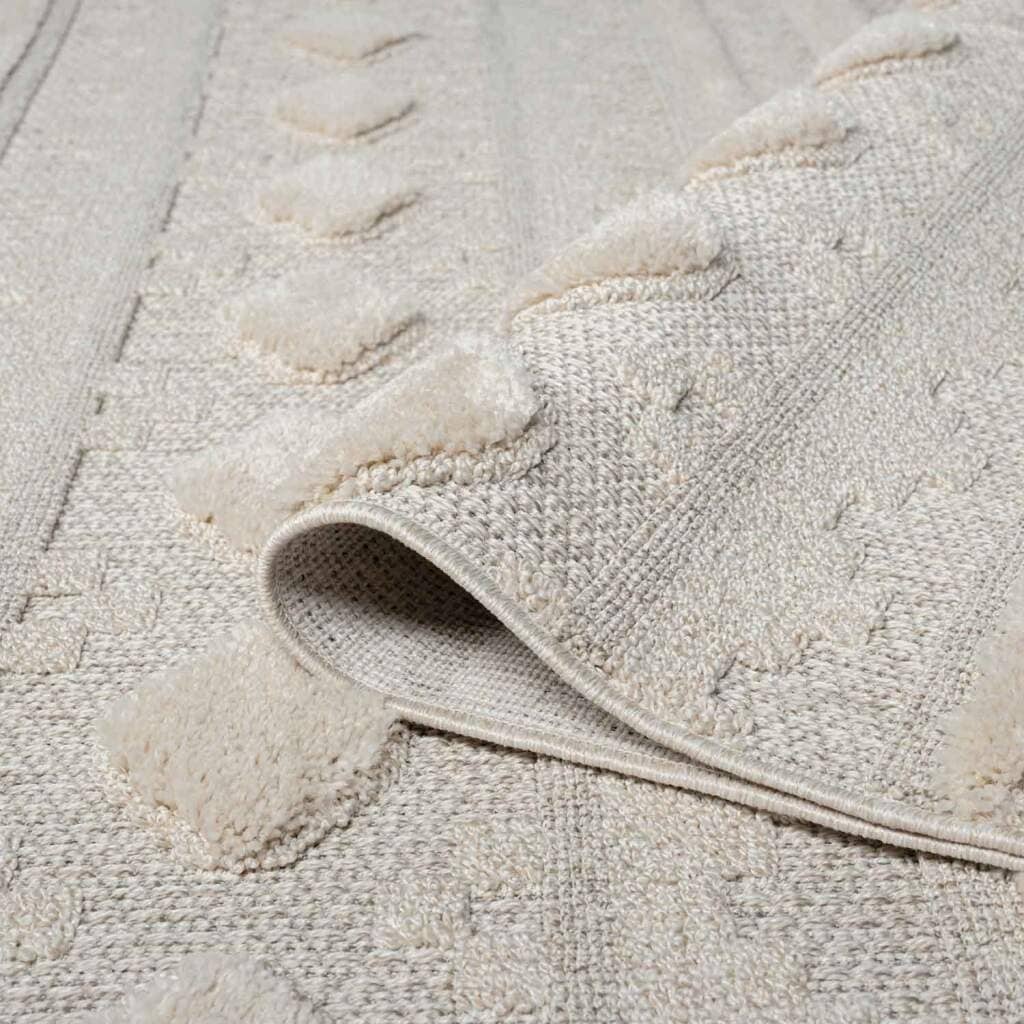Carpet City Hochflor-Teppich »VALENCIA 930«, rechteckig, 20 mm Höhe, Boho-Stil, Hochtief-Muster/ 3D-Effekt, mit Fransen