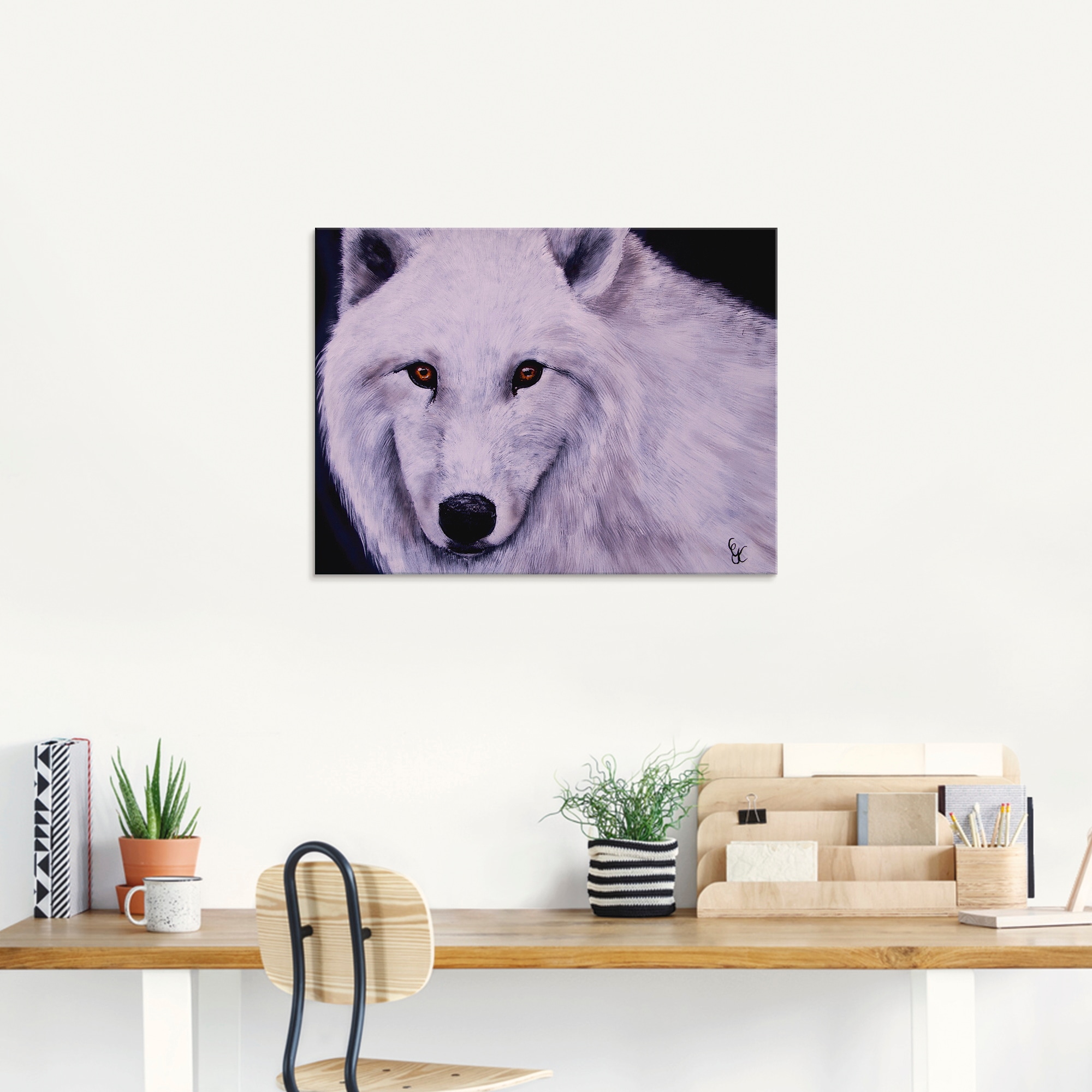 Artland Glasbild »Weißer Wolf«, Wildtiere, (1 St.), in verschiedenen Größen