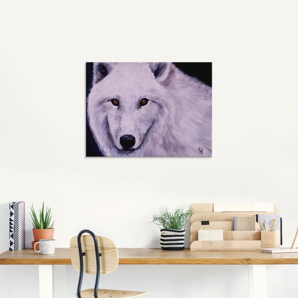 Artland Glasbild »Weißer Wolf«, Wildtiere, (1 St.)