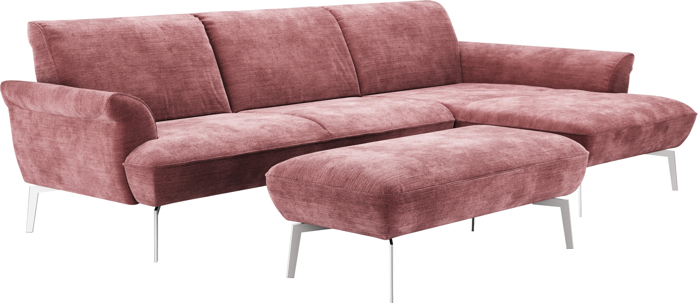 himolla Ecksofa »himolla 9900«, (mit Hocker), Recamiere rechts o. links, Füße Aluminium, mit Hocker