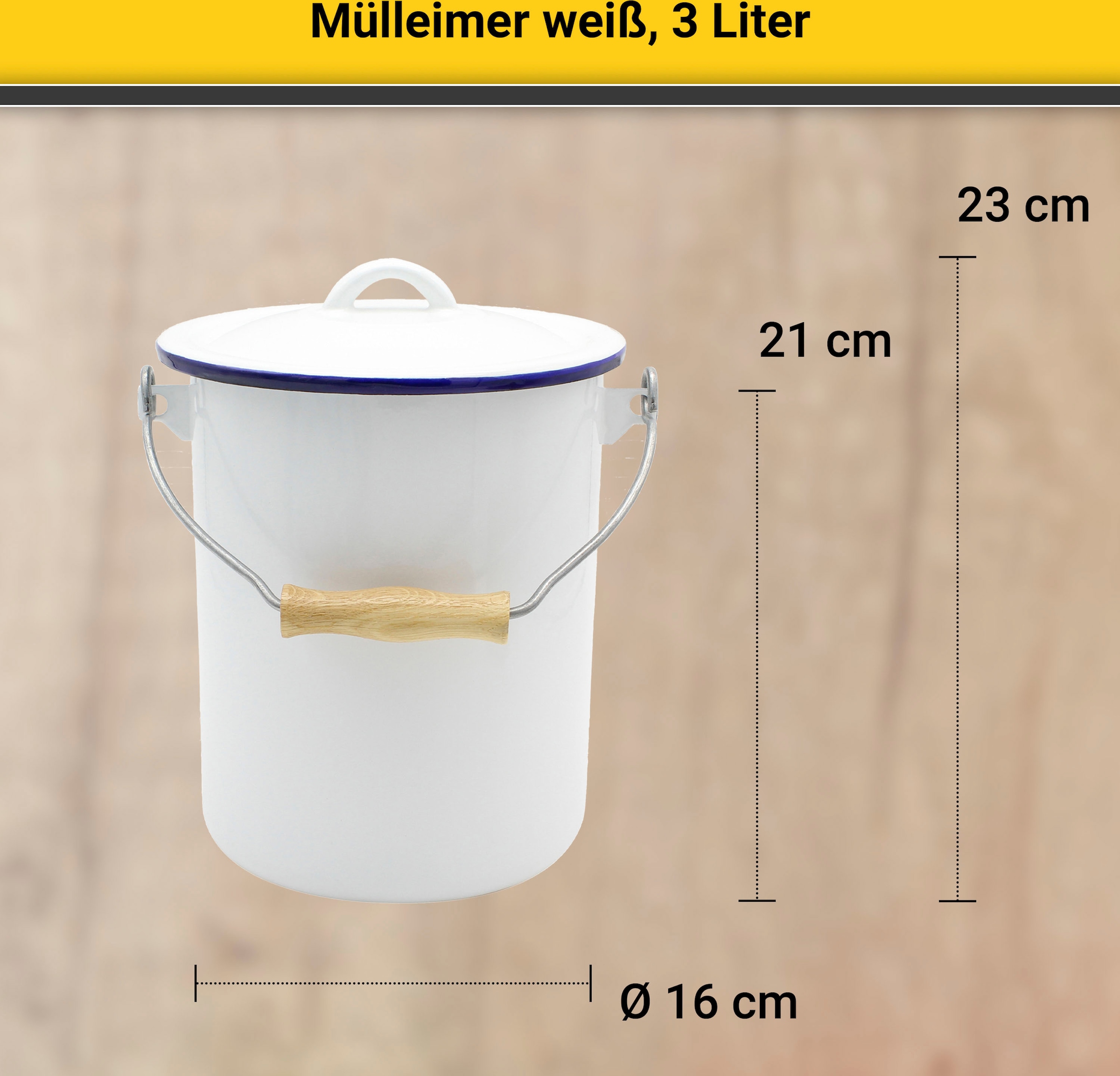 Krüger Mülleimer »Husum«, 1 Behälter, Emaille, 3 Liter, Made in Europe online  kaufen, mit 3 Jahren XXL Garantie