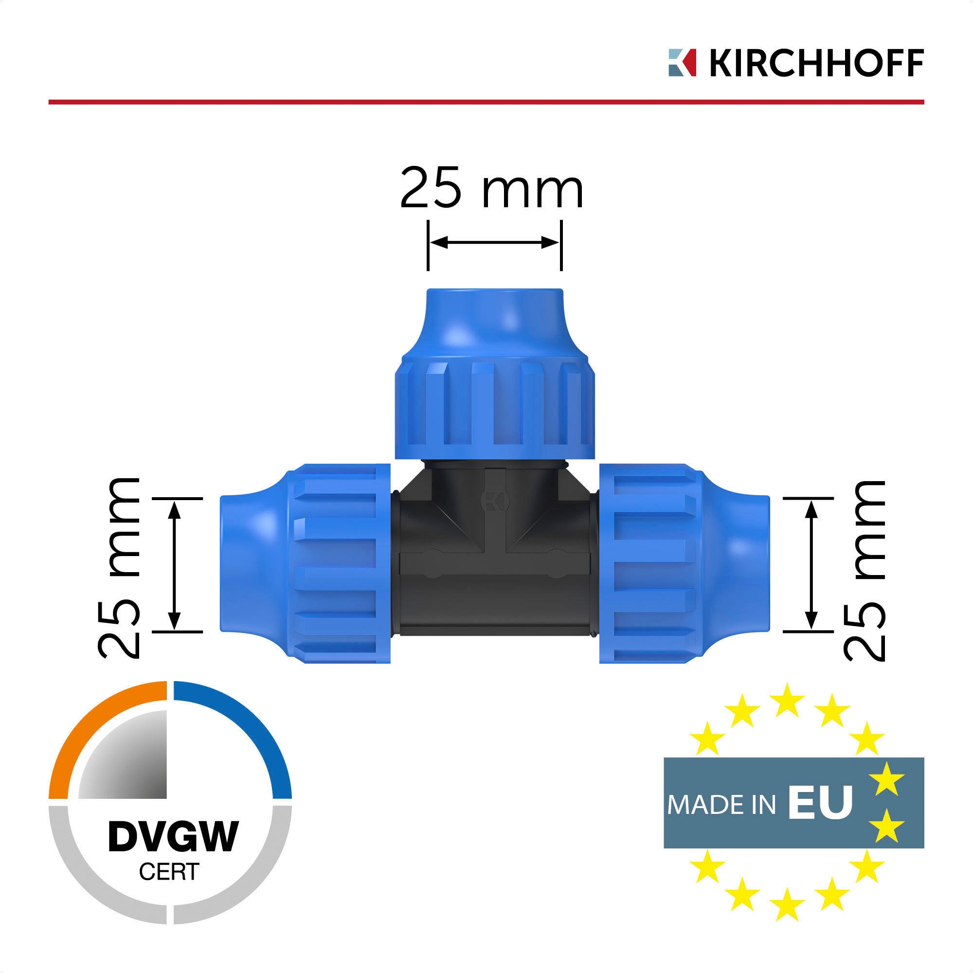 Kirchhoff T-Stück, für HDPE Rohr, 25 mm