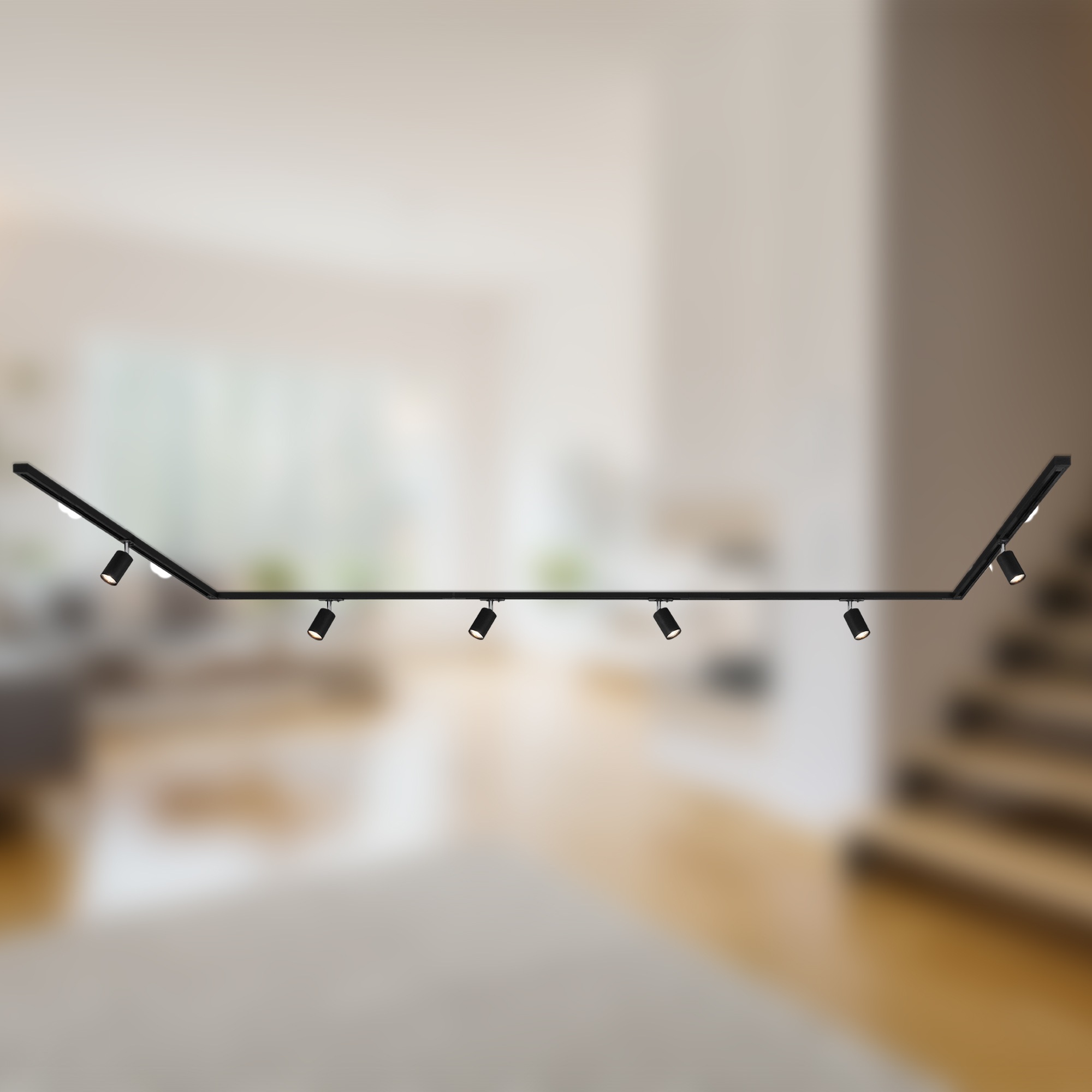 Briloner Leuchten Schienensystem-Sets »RAIL« GU10 7 Stk. Schienensystem Rail 4,5 m Schwarz max. 9W Decke Wohnzimmer Büro Küche
