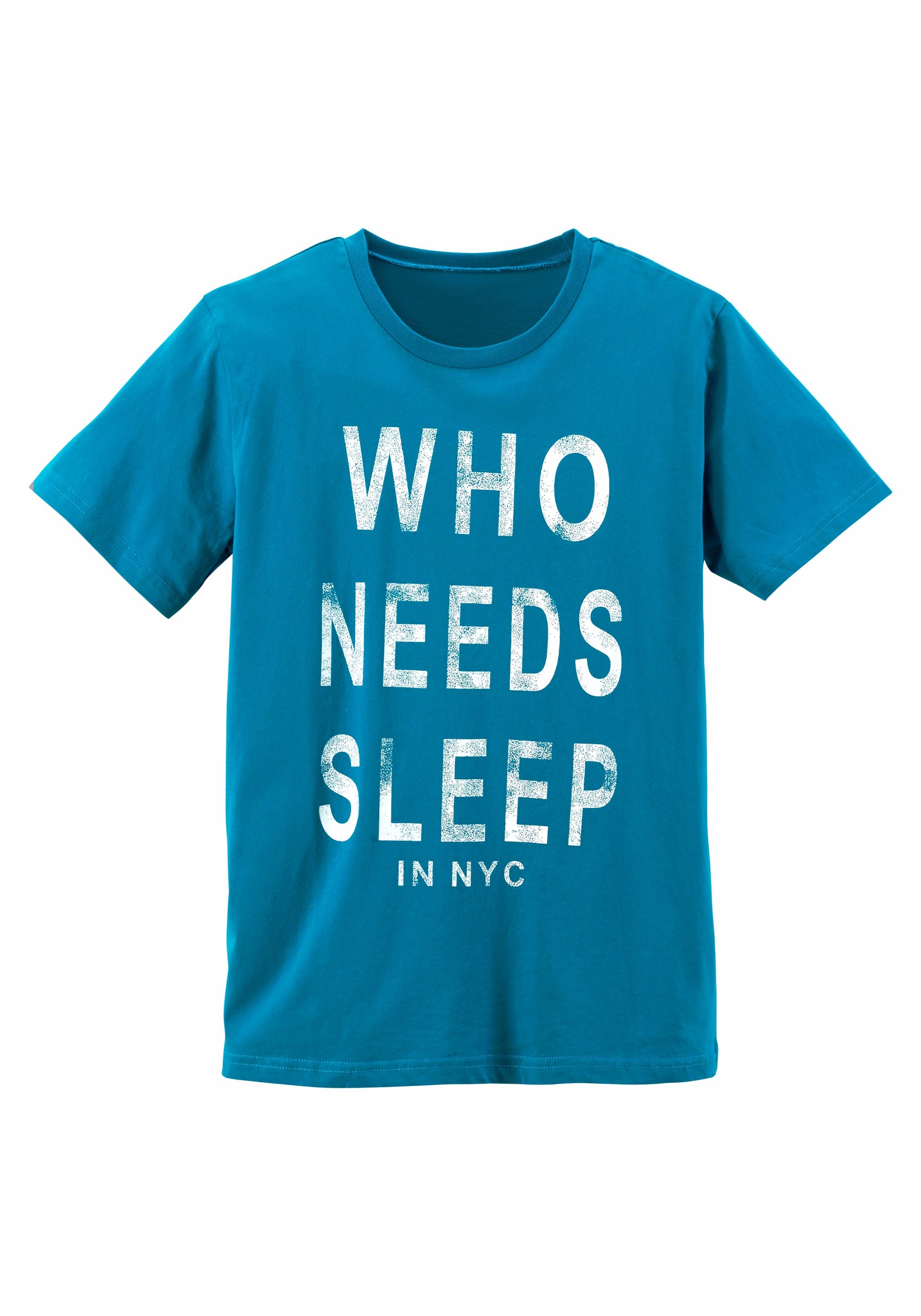 AUTHENTIC LE JOGGER Pyjama, (2 tlg., 1 Stück), Schlafanzug mit Spruch "Who needs sleep"