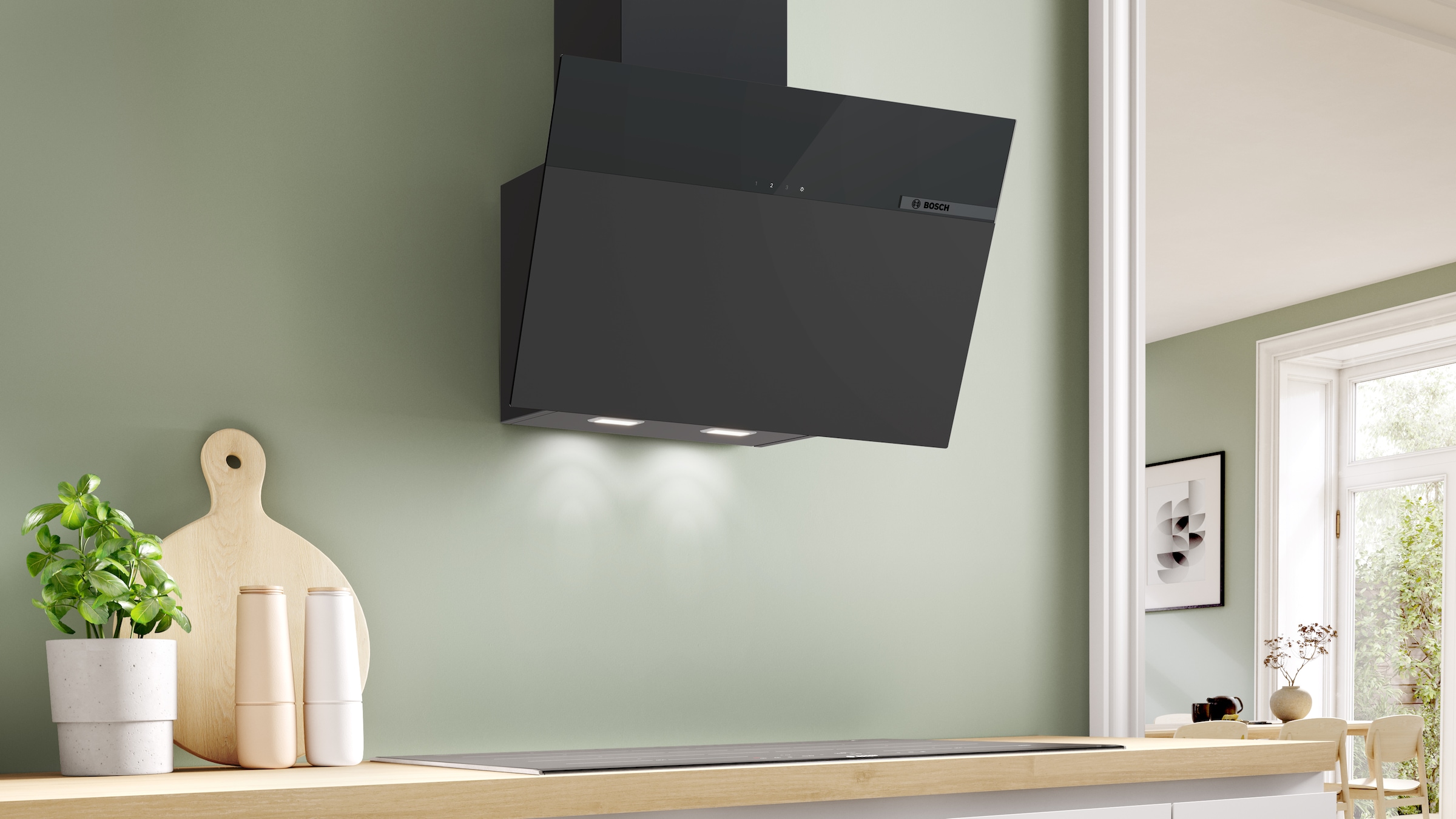 BOSCH Kopffreihaube »DWK65DFA1« Serie Serie 4 LED-Beleuchtung und langlebiger Metall-Fettfilter