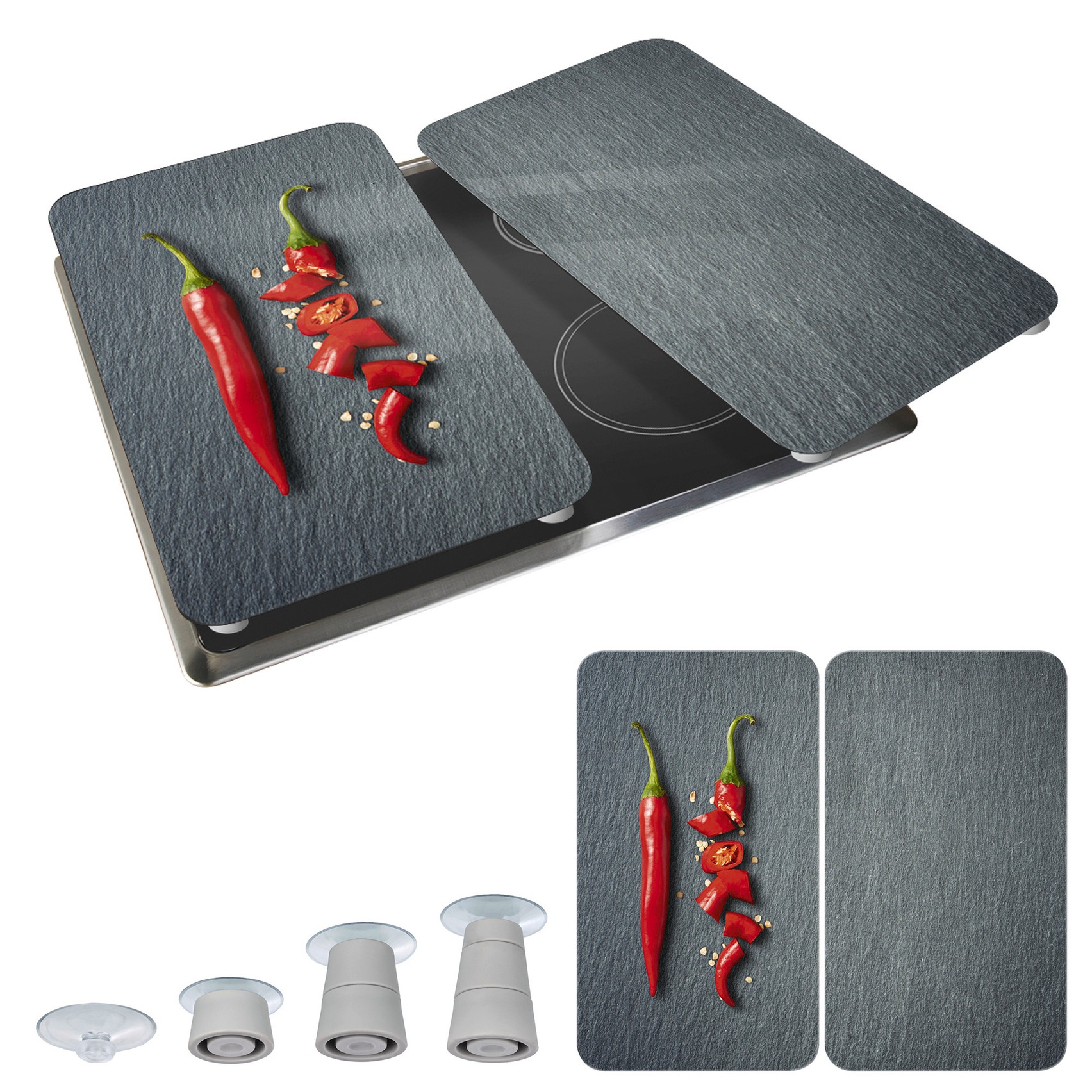 WENKO Herd-Abdeckplatte »Universal Modell Cayenne« Herdabdeckung für alle Herdarten, kratzfest, mit rutschfesten Füßen