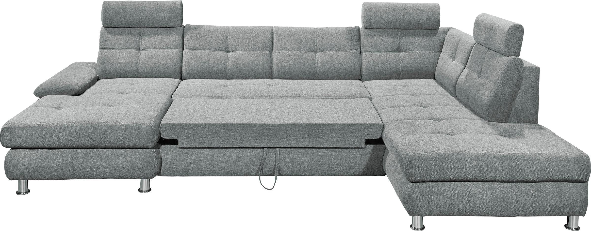 ED EXCITING DESIGN Wohnlandschaft »Alba U-Form«, mit Bettfunktion, Bettkasten, Armteilverstellung & Kopfstützen