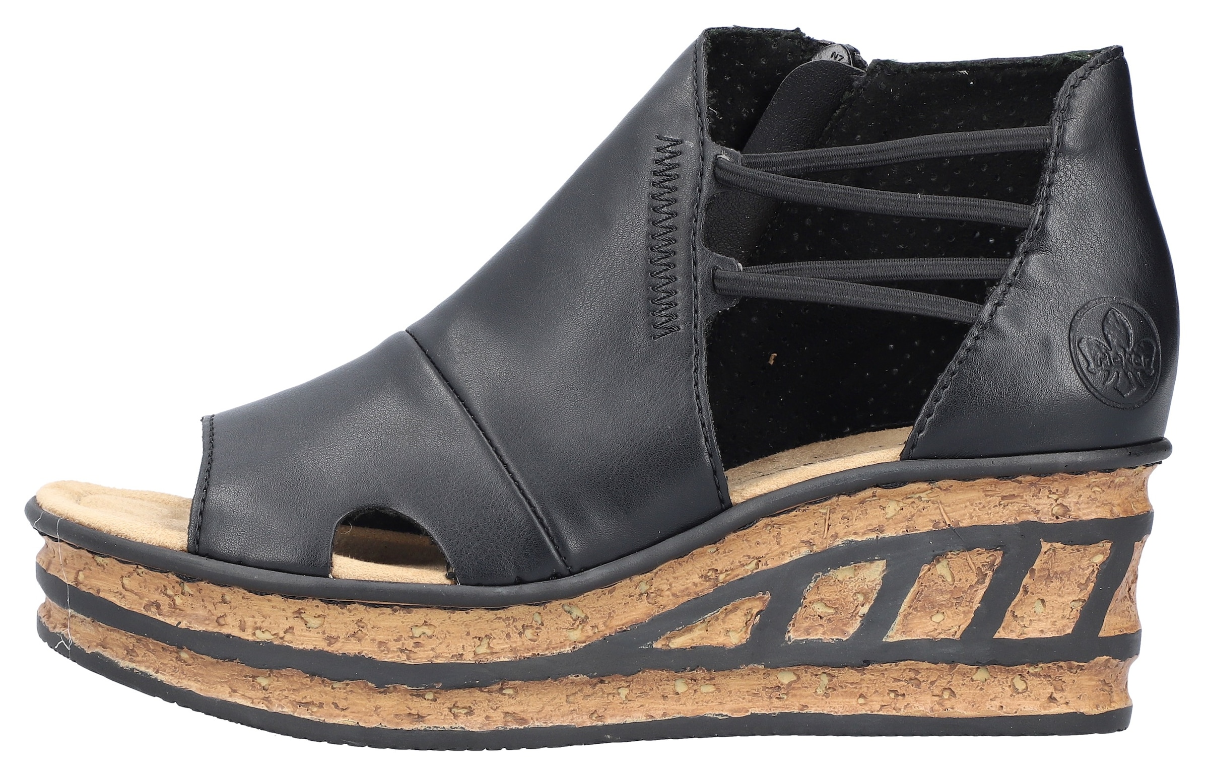 Rieker Keilsandalette, Sommerschuh, Sandale, Keilabsatz, mit Innen-Reißverschluss