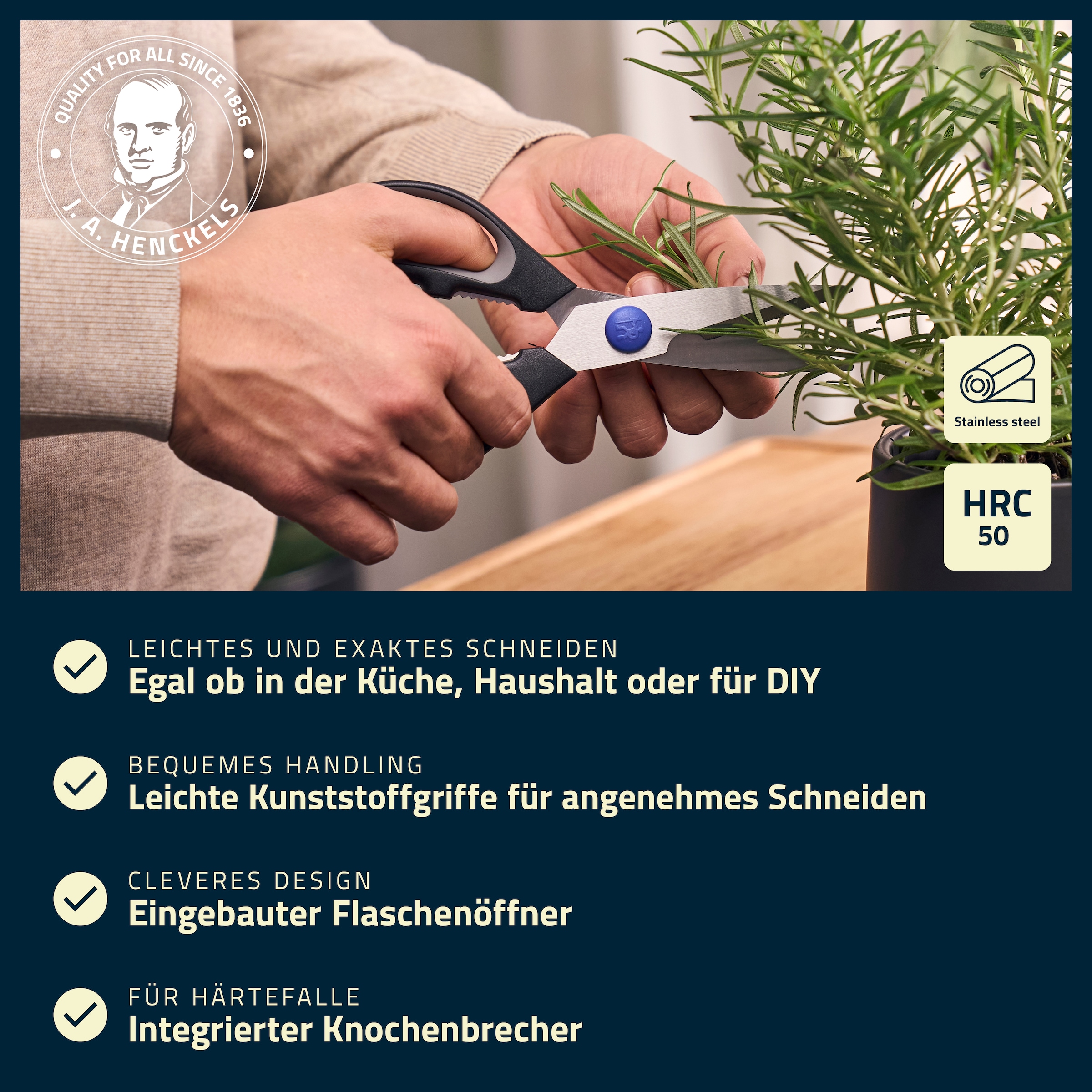 HENCKELS by ZWILLING Haushaltsschere »Vielzweckschere Henckels by ZWILLING« Schere aus Edelstahl, mit Flaschenöffner