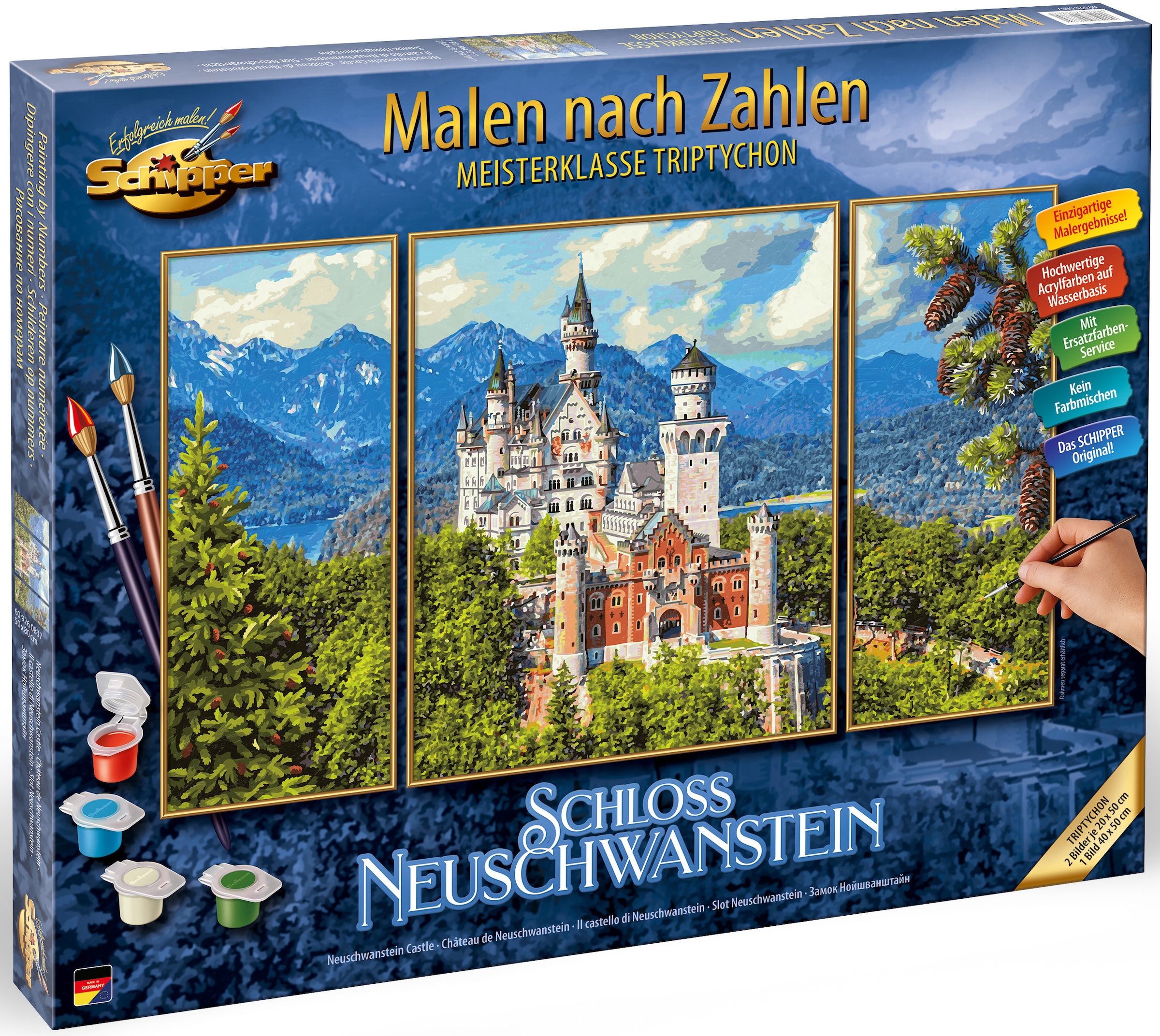 Schipper Malen nach Schloss bei - Made Neuschwanstein«, Germany Zahlen Triptychon in »Meisterklasse