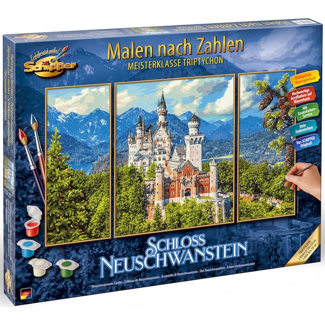 Schipper Malen nach Zahlen »Meisterklasse Triptychon - Schloss  Neuschwanstein«, Made in Germany bei