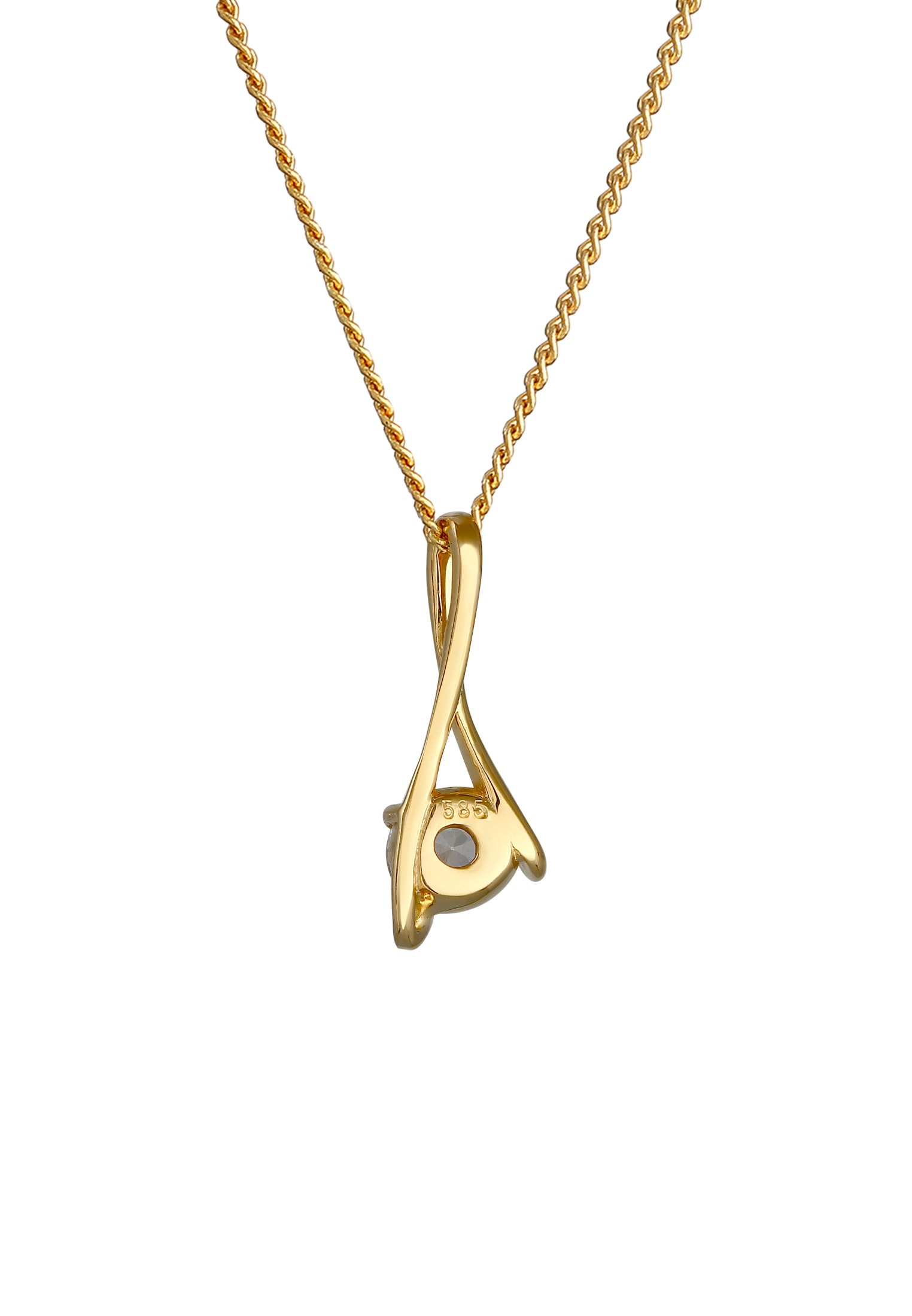 Elli Premium Silberkette »Halskette Zirkonia 585 Gelbgold«