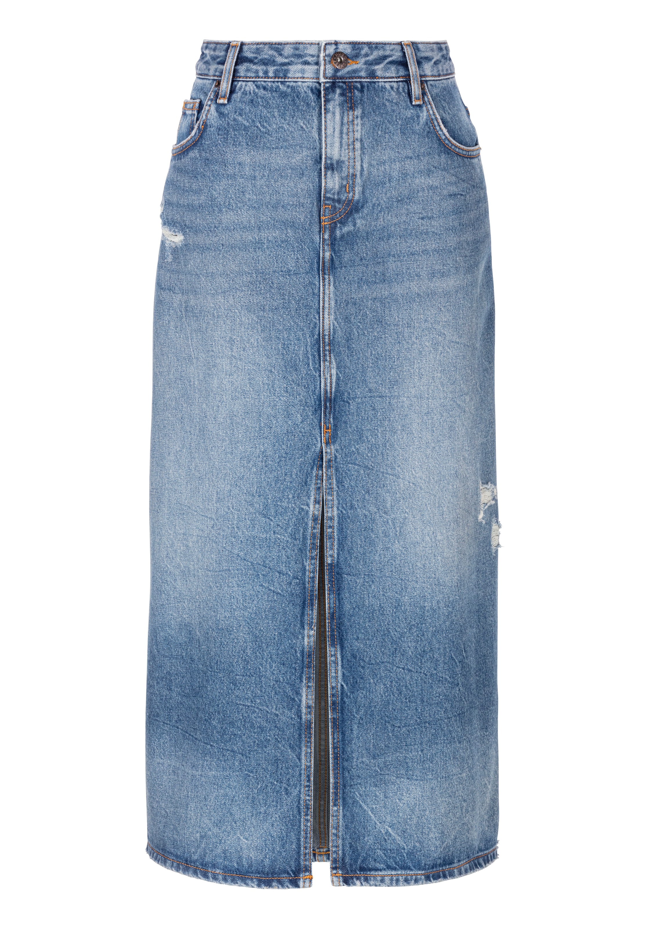 HUGO Blue Midirock »Gebana«, Authentic washed mit kleinen Destroyed-Effekten