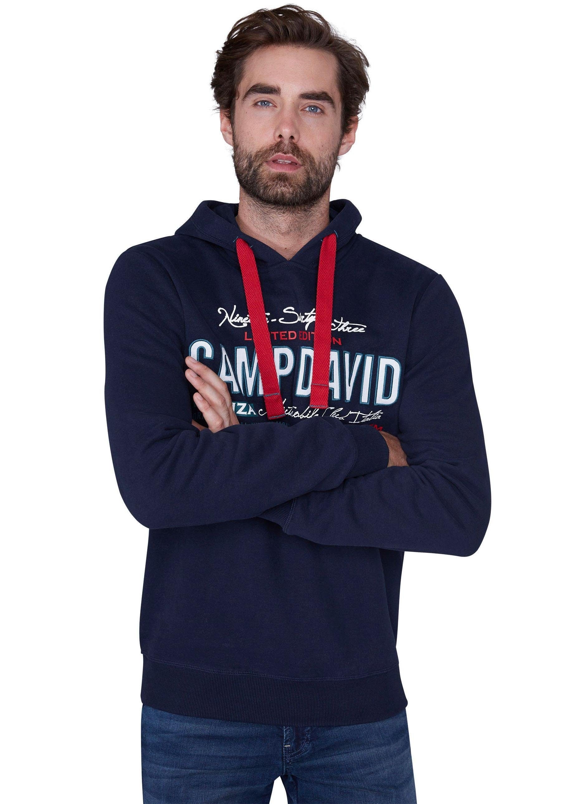 CAMP DAVID Kapuzensweatshirt, mit Rippbündchen an Ärmeln und Saum