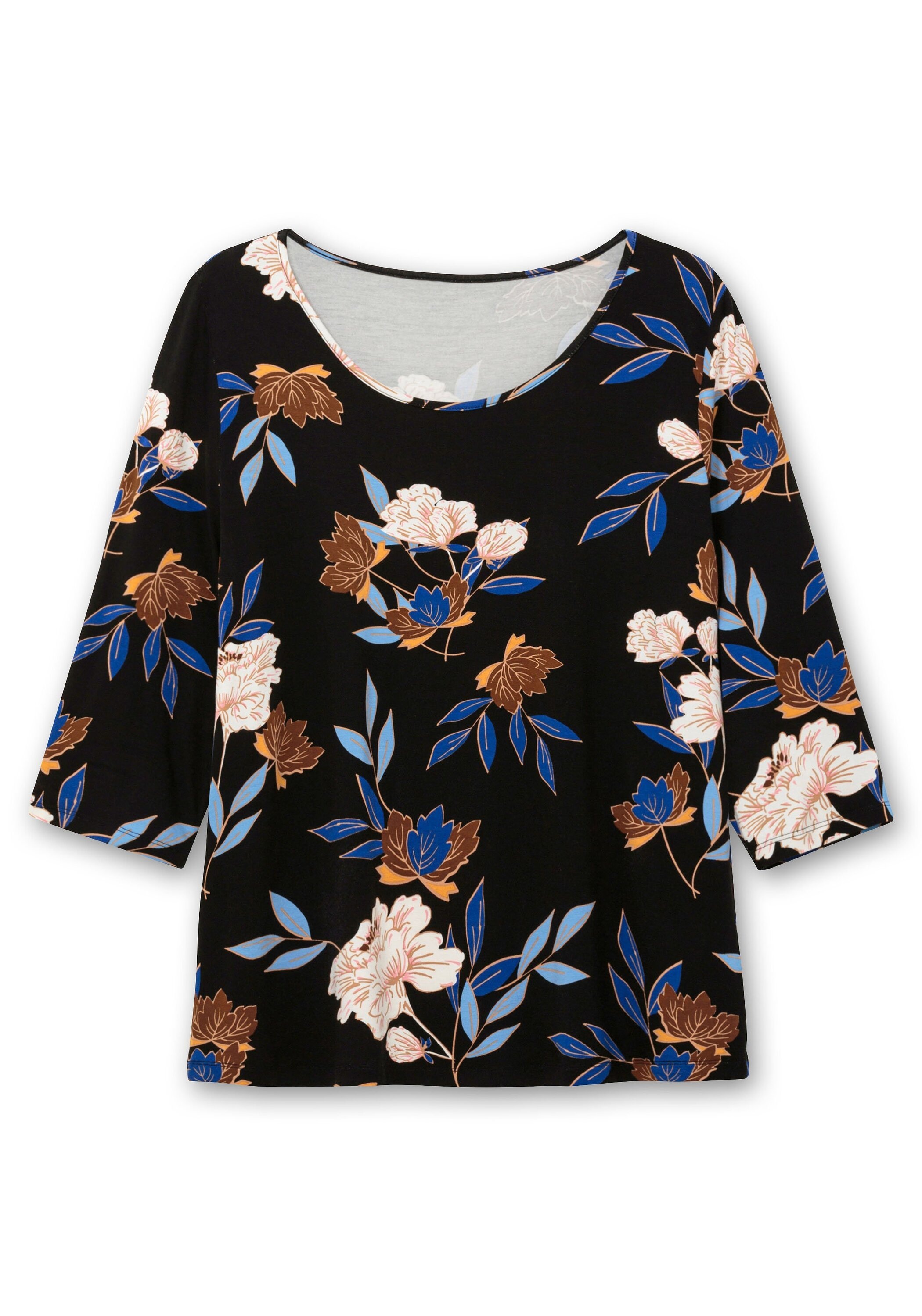 Sheego 3/4-Arm-Shirt »3/4-Arm-Shirt mit Blumenprint, aus Viskosejersey«, mit Blumenprint, aus Viskosejersey