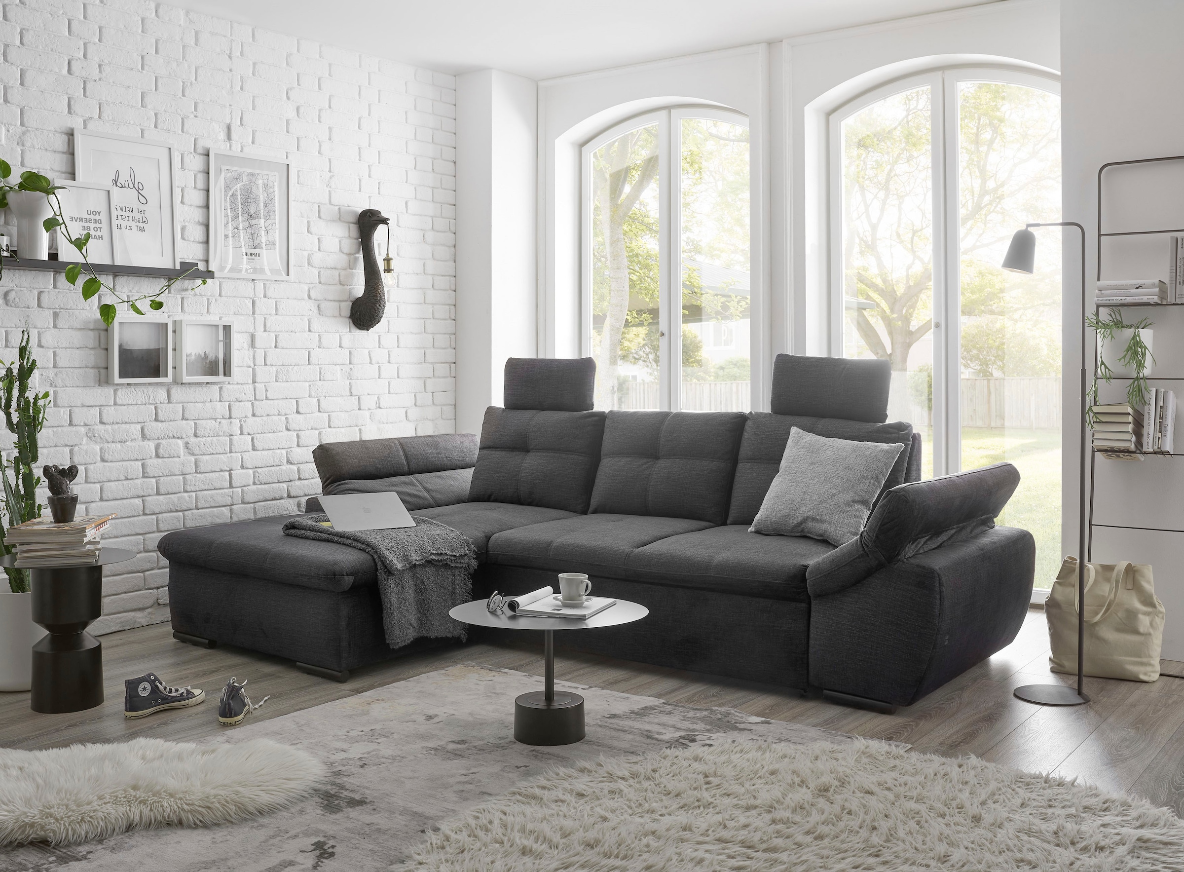 ED EXCITING DESIGN Ecksofa »Alija L-Form« mit Bettfunktion, Armteilverstellung & Kopfstützen