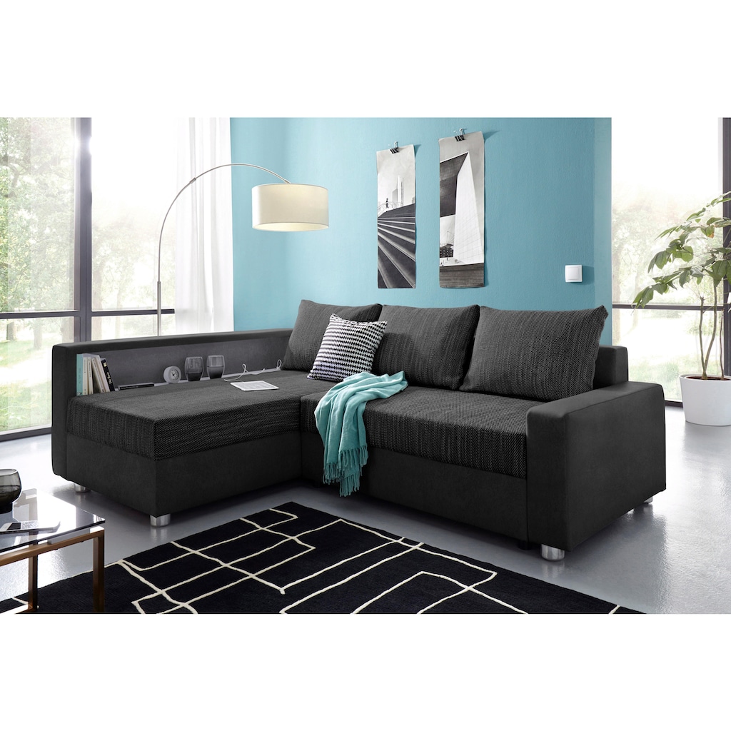 COLLECTION AB Ecksofa Relax, inklusive Bettfunktion, wahlweise mit RGB-LED-Beleuchtung