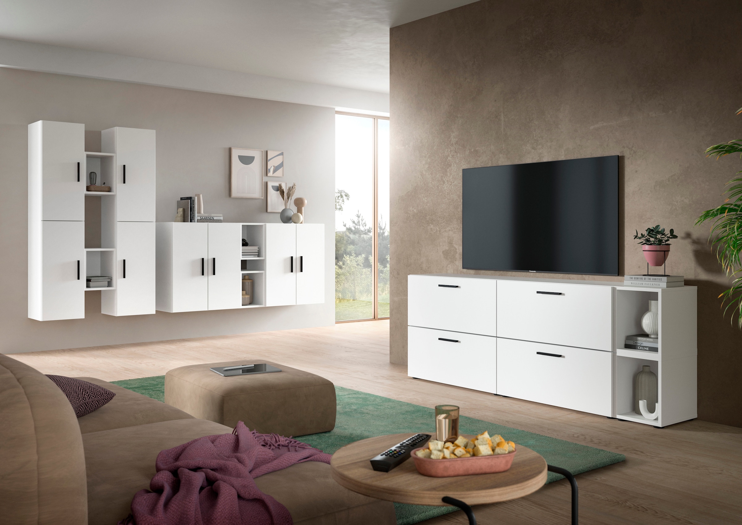 Home affaire Schrank-Set »ENESTE, 6-teilig, in verschiedenen Farben, individuell kombinierbar« verschiedenste Kombinationmöglichkeiten, stehend oder hängend, 2 Stk. tlg.