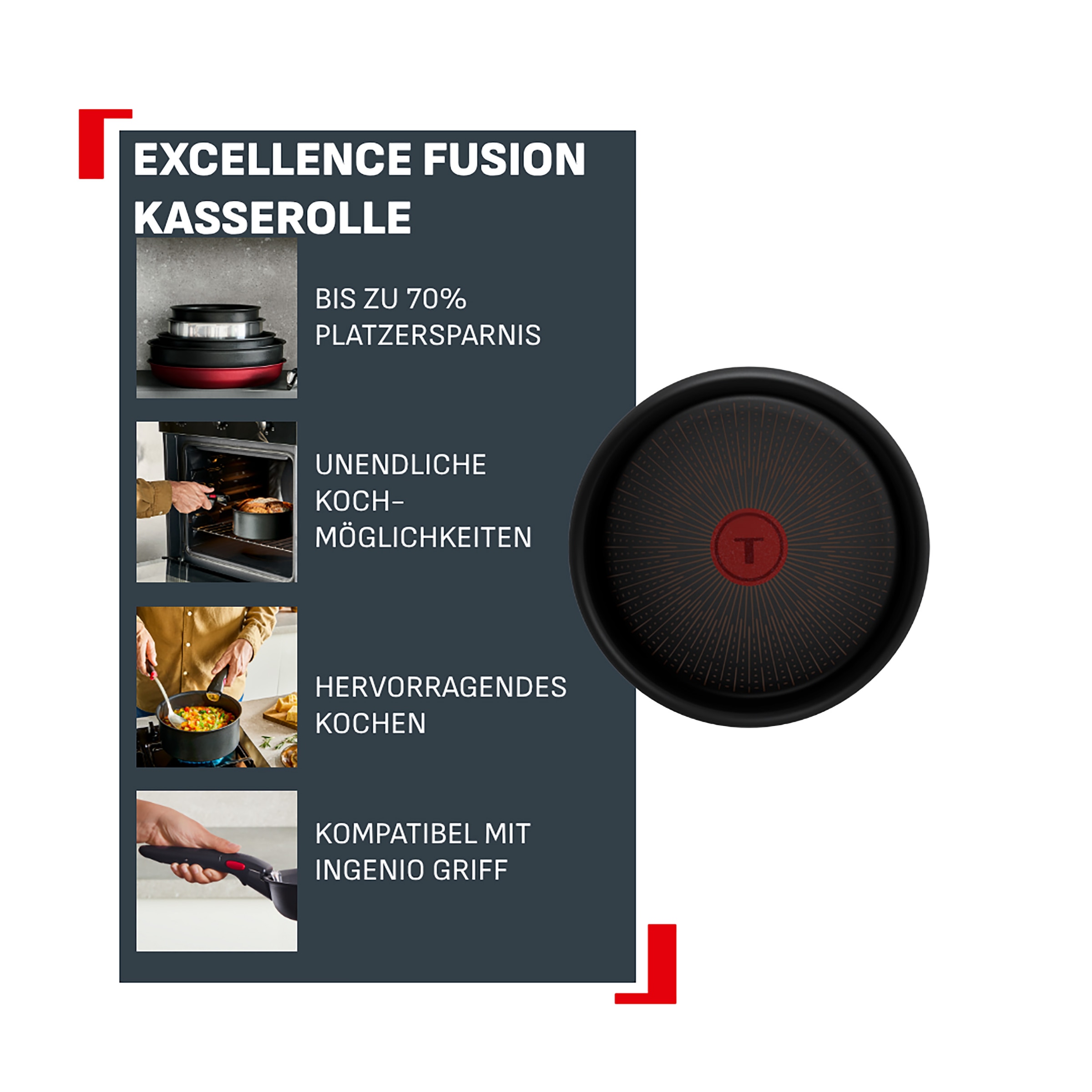 Tefal Kasserolle »Ingenio Excellence Fusion« 1 tlg. Aluminium
