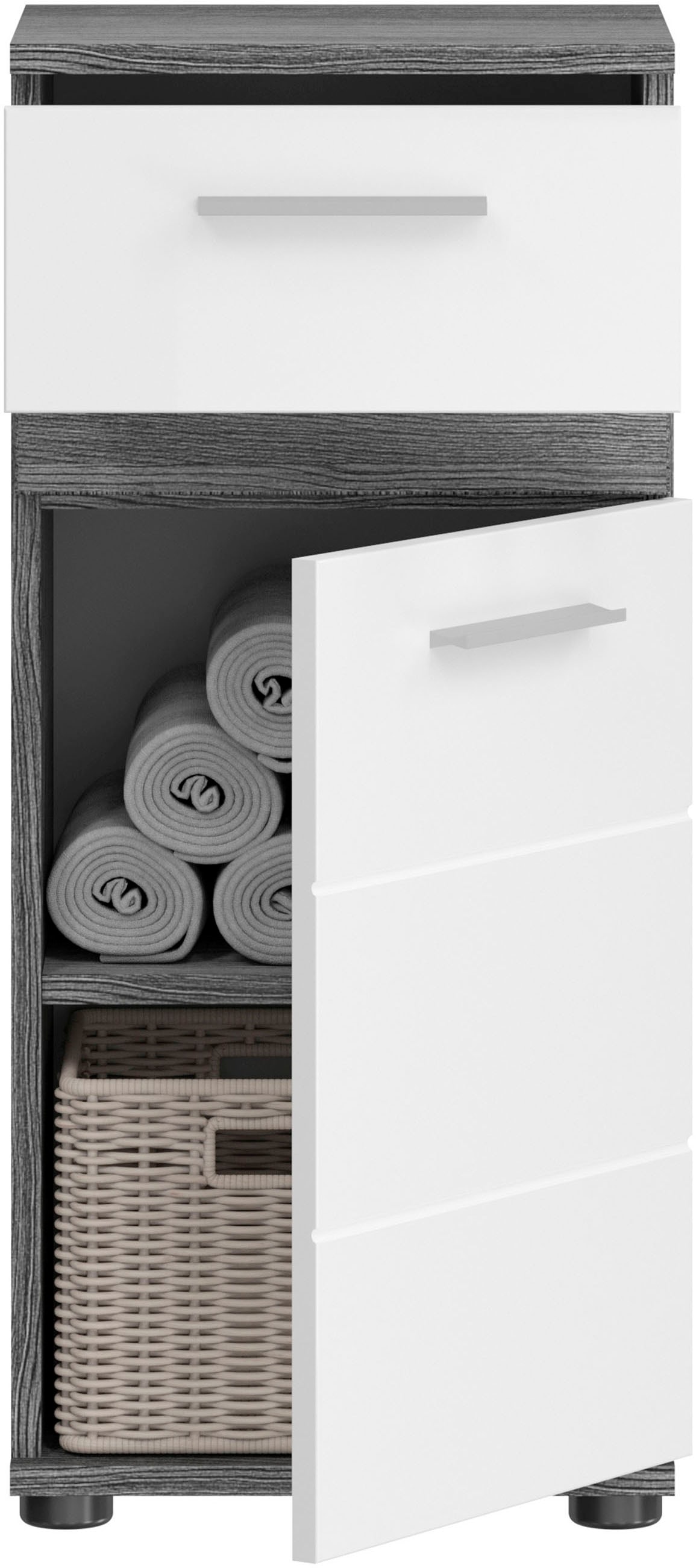 welltime Unterschrank »LUCCA, TOPSELLER!, Breite 35cm, 1 Tür (TA wechselbar), 1 Schubkasten« MDF Front, Badmöbel, Badschrank, Schrank, Bad, Badezimmer