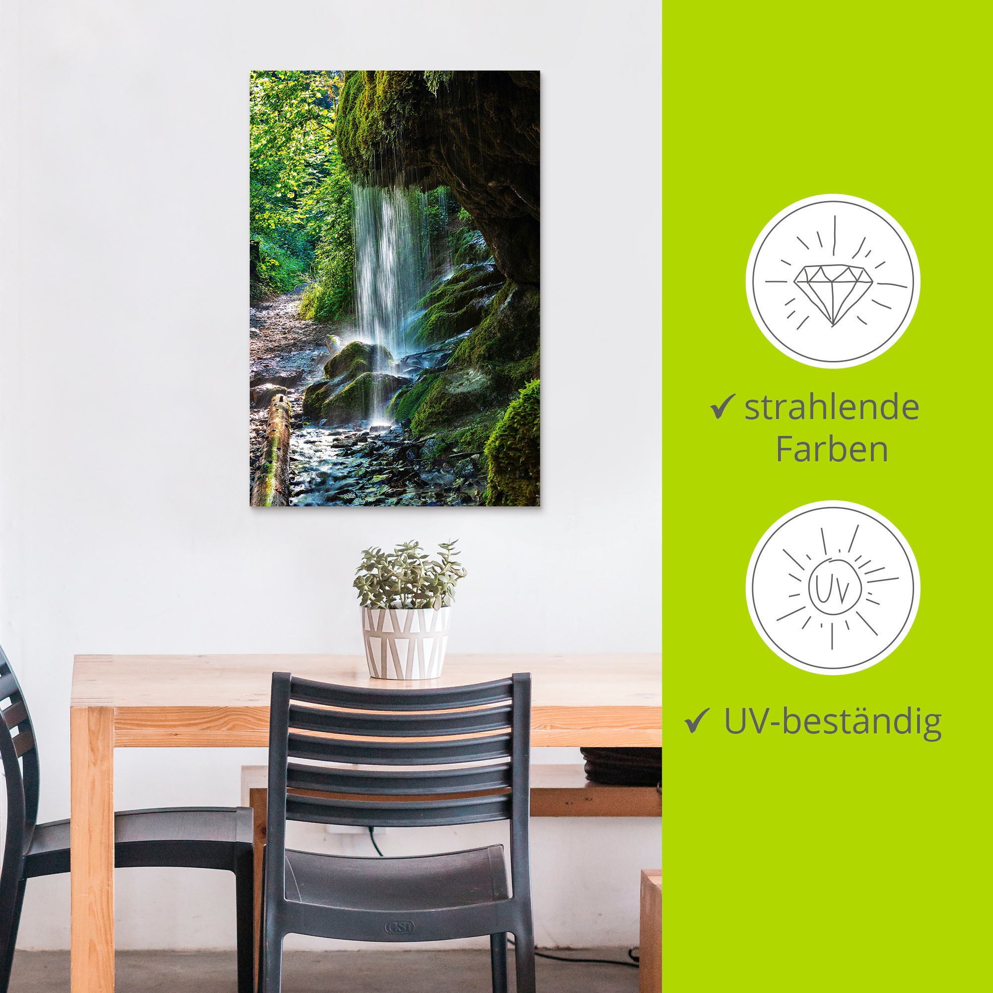 Artland Wandbild »Moosbedeckter Wasserfall«, Wasserfallbilder, (1 St.), als Alubild, Outdoorbild, Leinwandbild, Wandaufkleber, versch. Größen