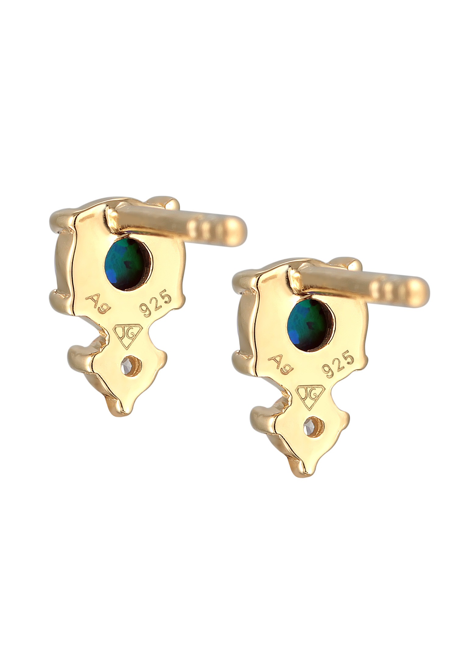 Elli Paar Ohrstecker »Ohrringe Opal Rund und Zirkonia 925 Silber«