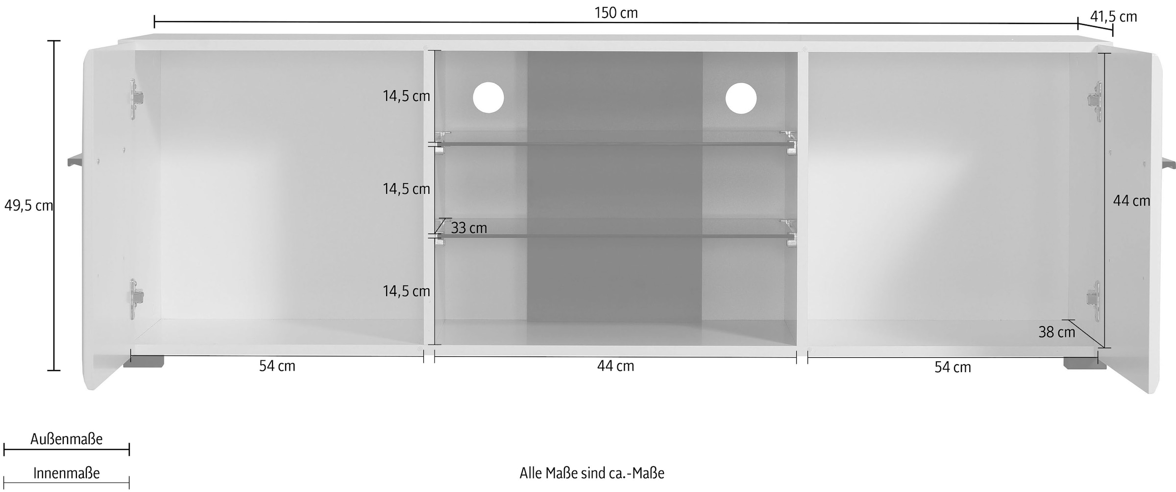 INOSIGN Lowboard »Trentino«, Breite ca. 150 cm, Hochglanzfronten auf  Rechnung bestellen