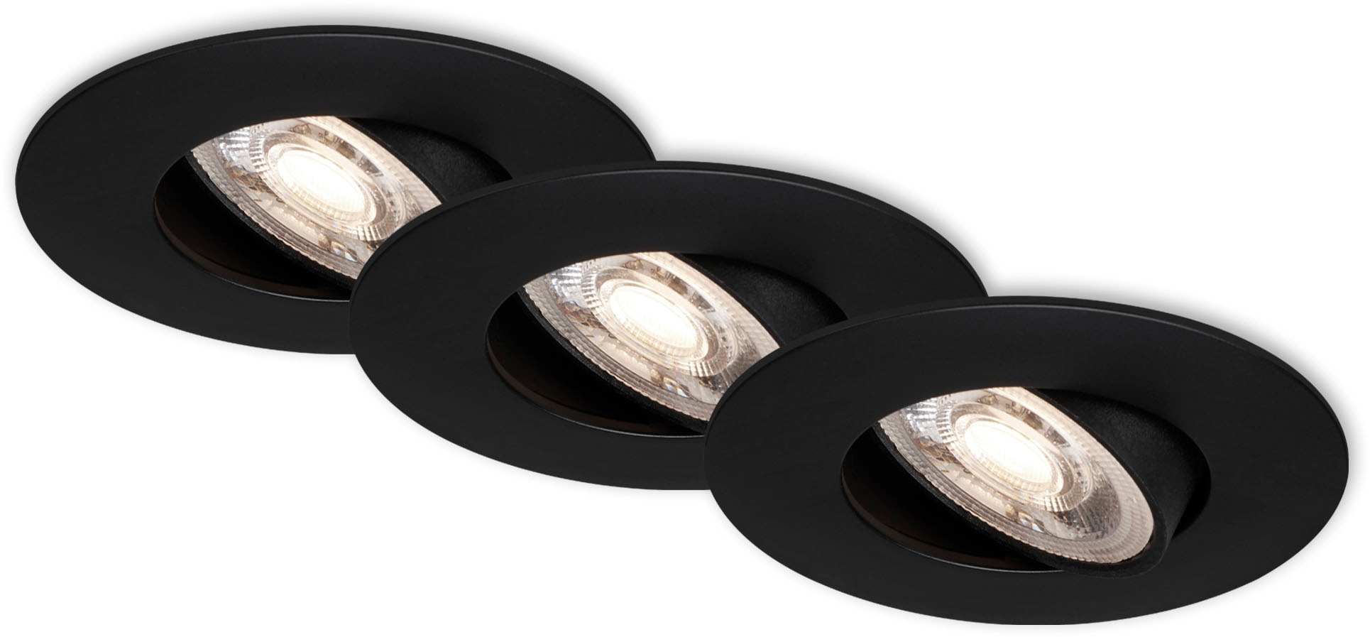 Briloner Leuchten LED Einbauleuchte »7048035 KULANA« LED-Board Warmweiß 3er Set, ultraflach, schwenkbar, stufenlos dimmbar, schwarz