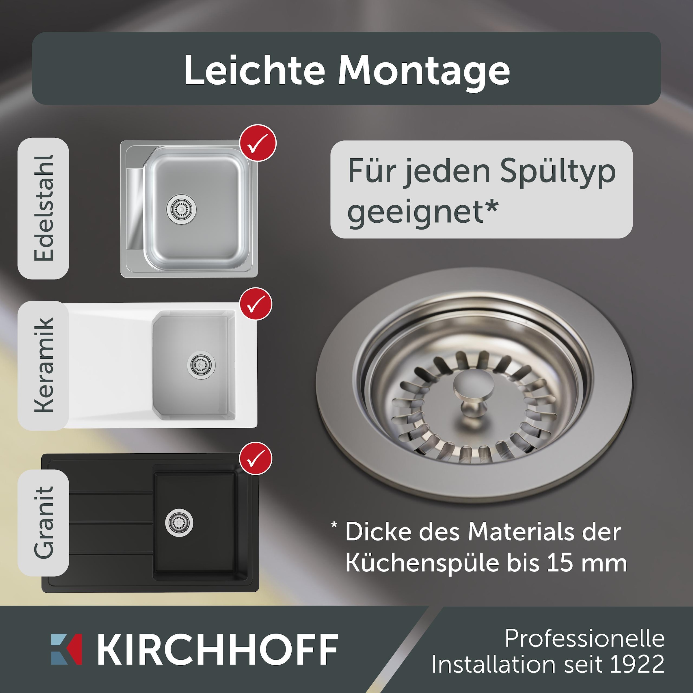 Kirchhoff Siebventil ()  Korbventil mit Überlaufanschluss+Drehbetätigung, Bowdenzug, Edelstahl