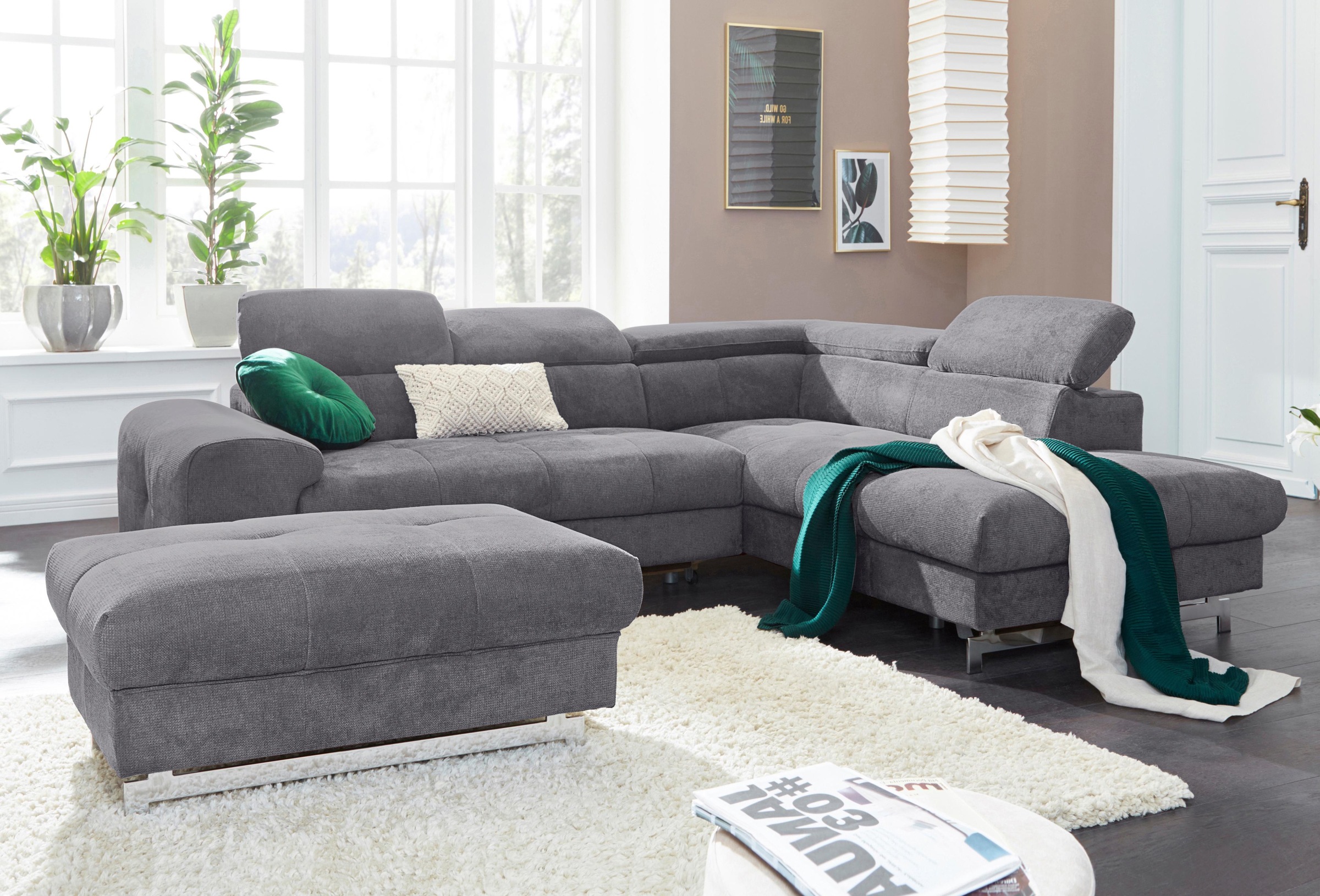 COTTA Ecksofa »Chef L-Form«, mit Kopfteilverstellung, wahlweise mit Bettfunktion & Bettkasten