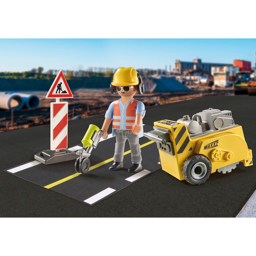 Playmobil® Konstruktions-Spielset »Bauarbeiter mit Kantenfräser (71185), City Action«, (15 St.)