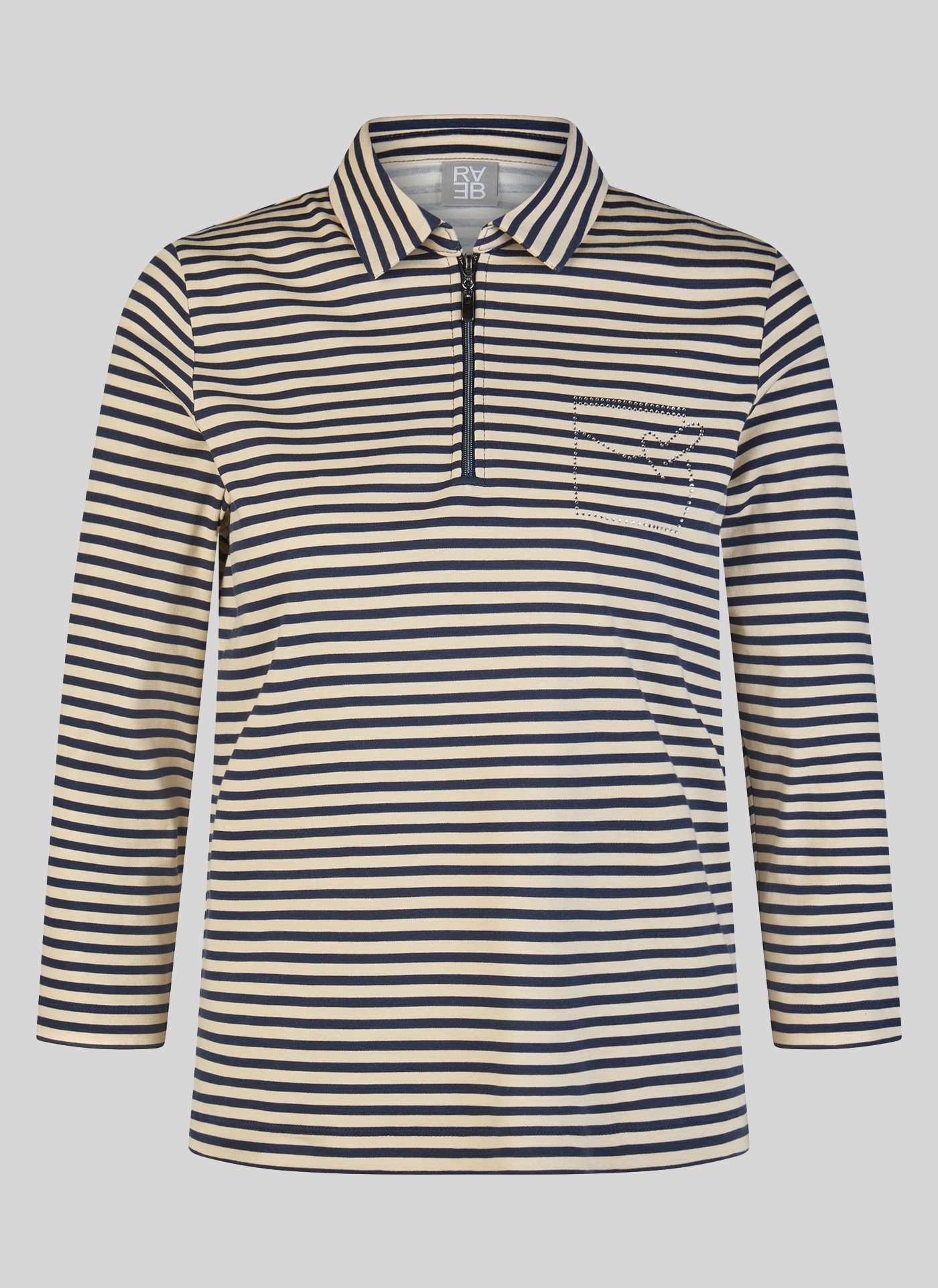 Rabe 3/4-Arm-Shirt im Streifen-Look und mit Hemdblusenkragen