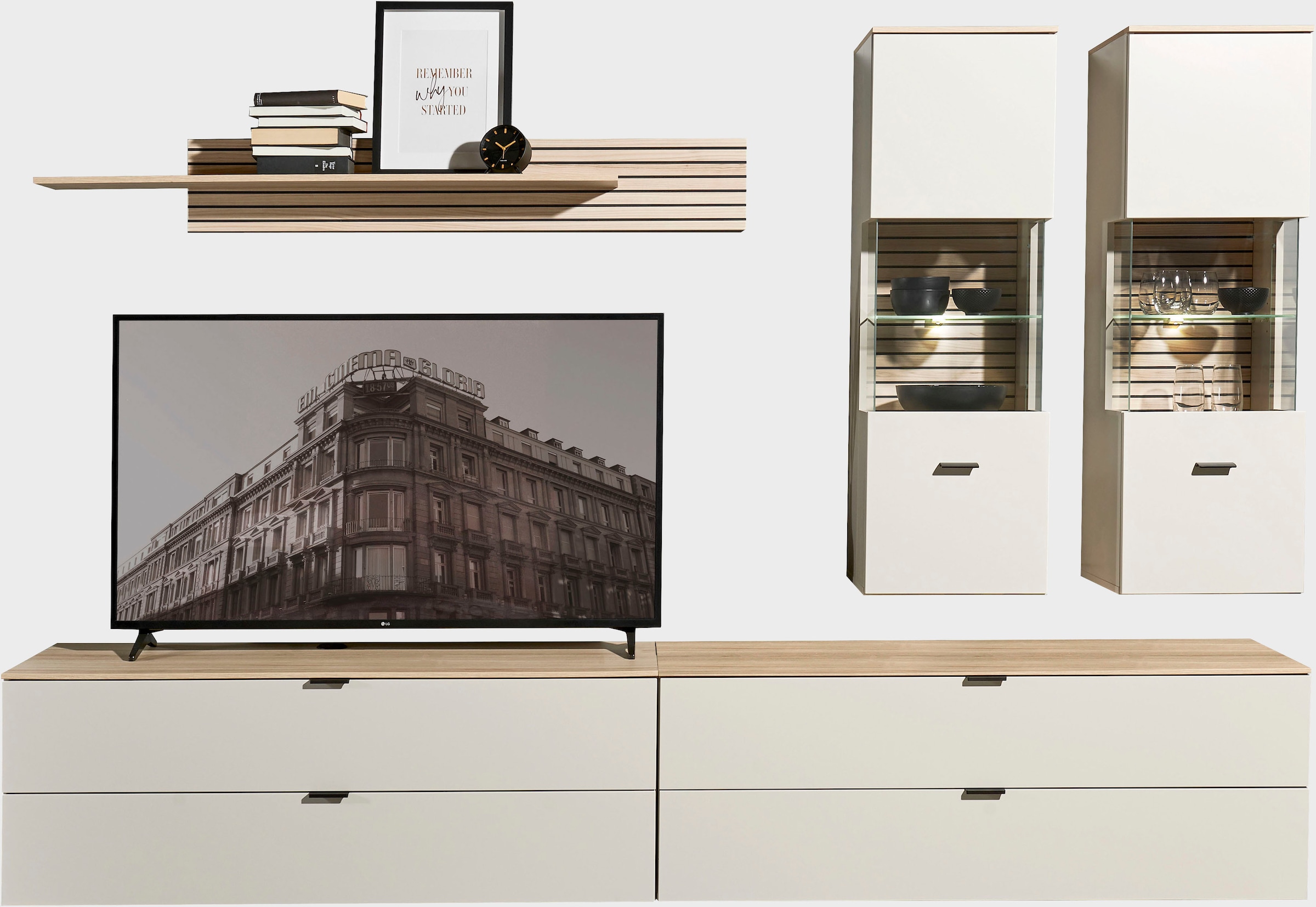 Innostyle Wohnwand »Ina Wohnwand,  280x185x44 cm (B/H/T)« 5 Stk. tlg.