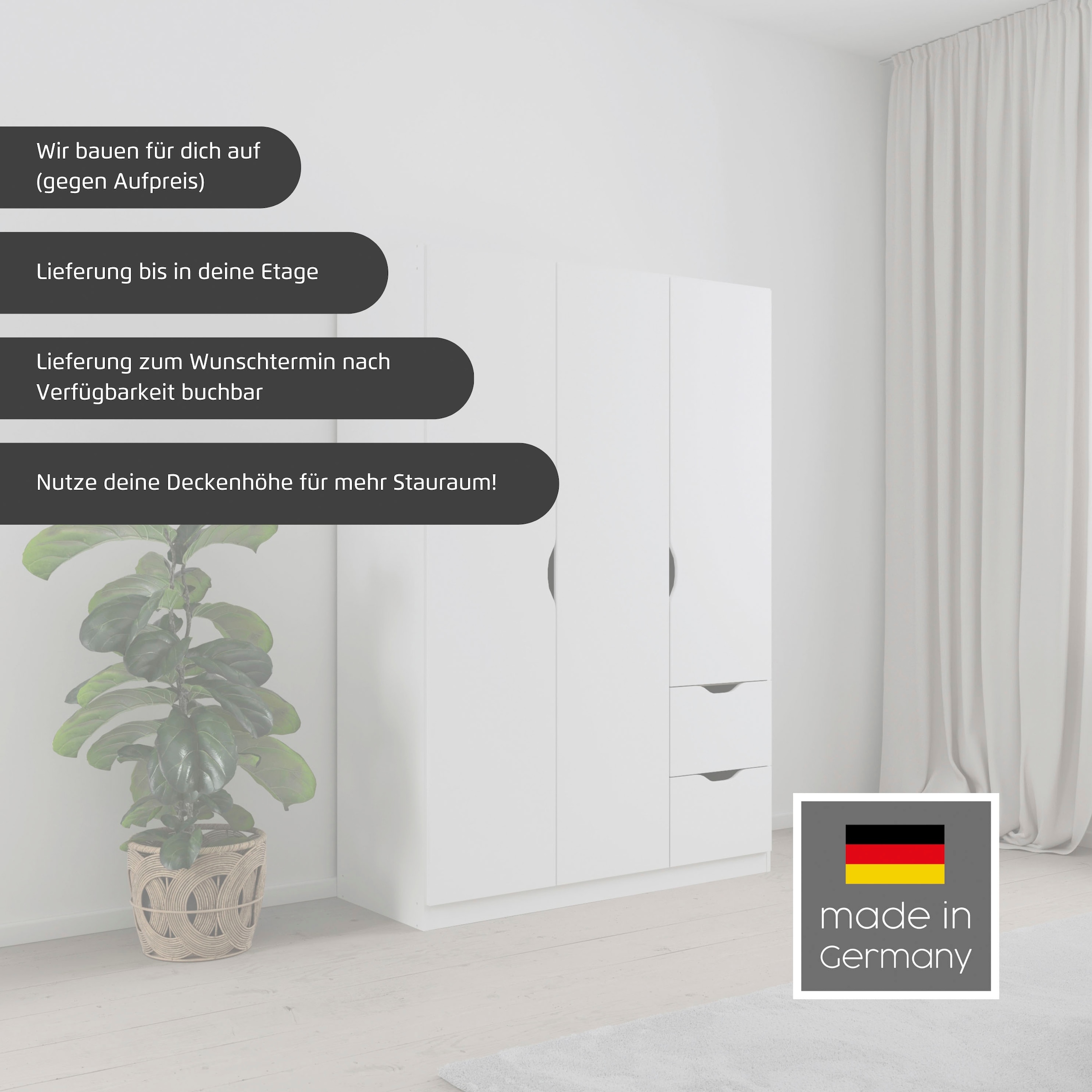 rauch Kleiderschrank »Freising geräumiger Schrank Garderobe Schlafzimmerschrank« in 2 Breiten erhältlich TOP ANGEBOT !,  mit Griffmulden und Schubkästen OTTO´s Chois TOP PRODUKT