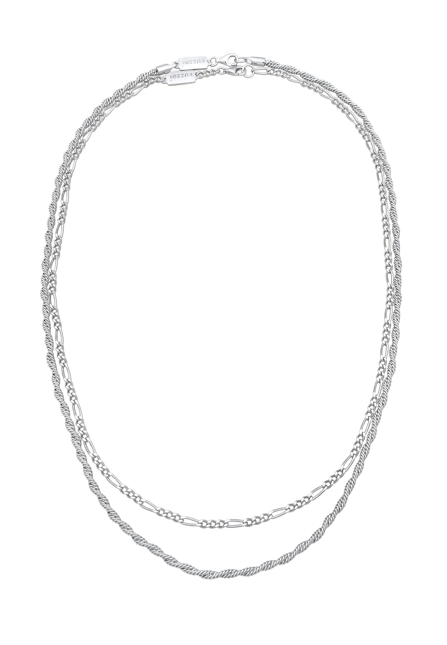 Kuzzoi Silberkette »Halskette Herren Kordel Figaro 2er Set 925 Silber«
